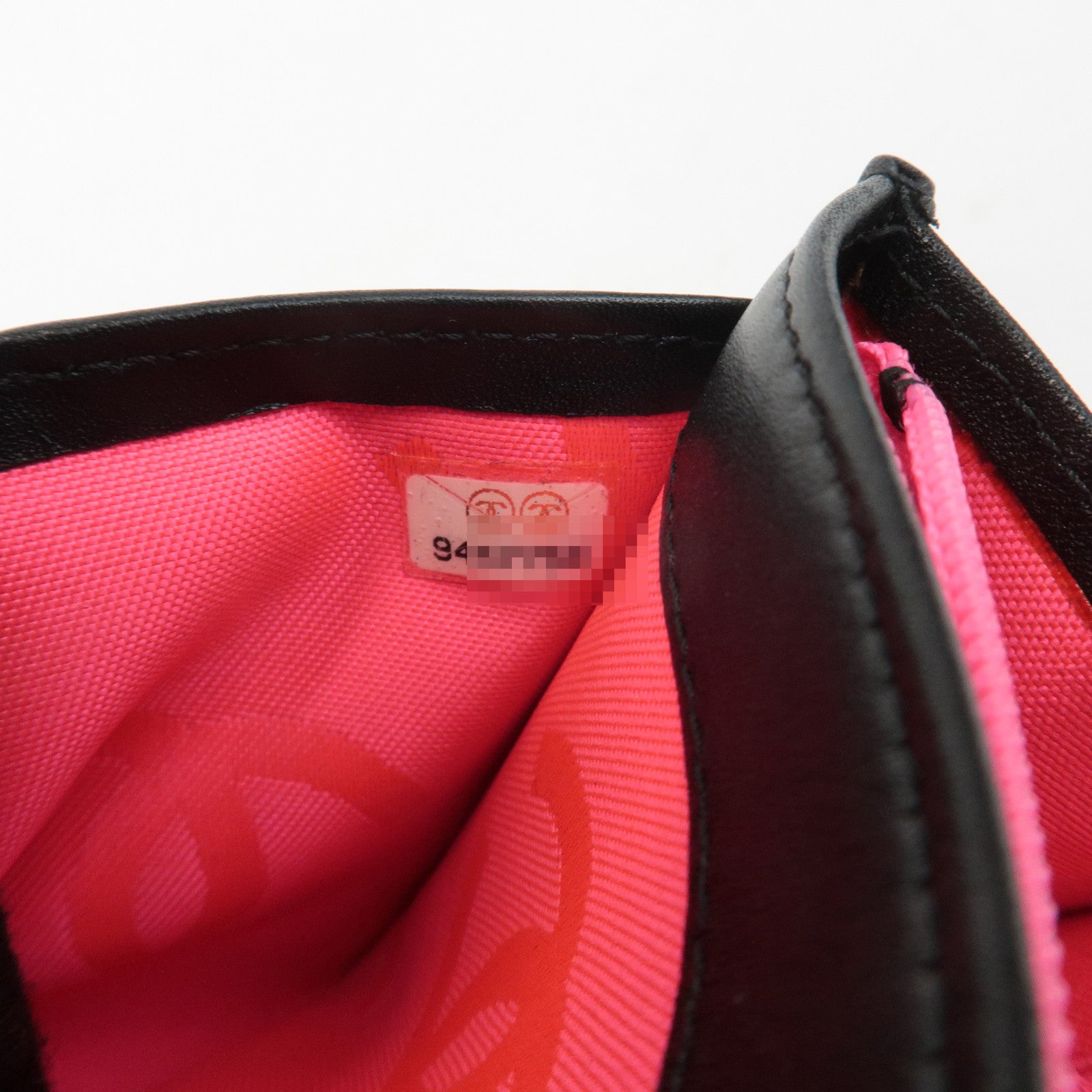 CHANEL Cambon Line COCO Mark Lamb Skin Bifold Wallet A26722 Used