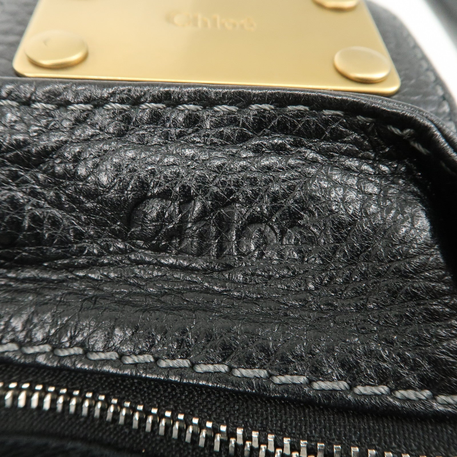 Chloe Paddington Leather Hand Bag Black Gold Hardware Used