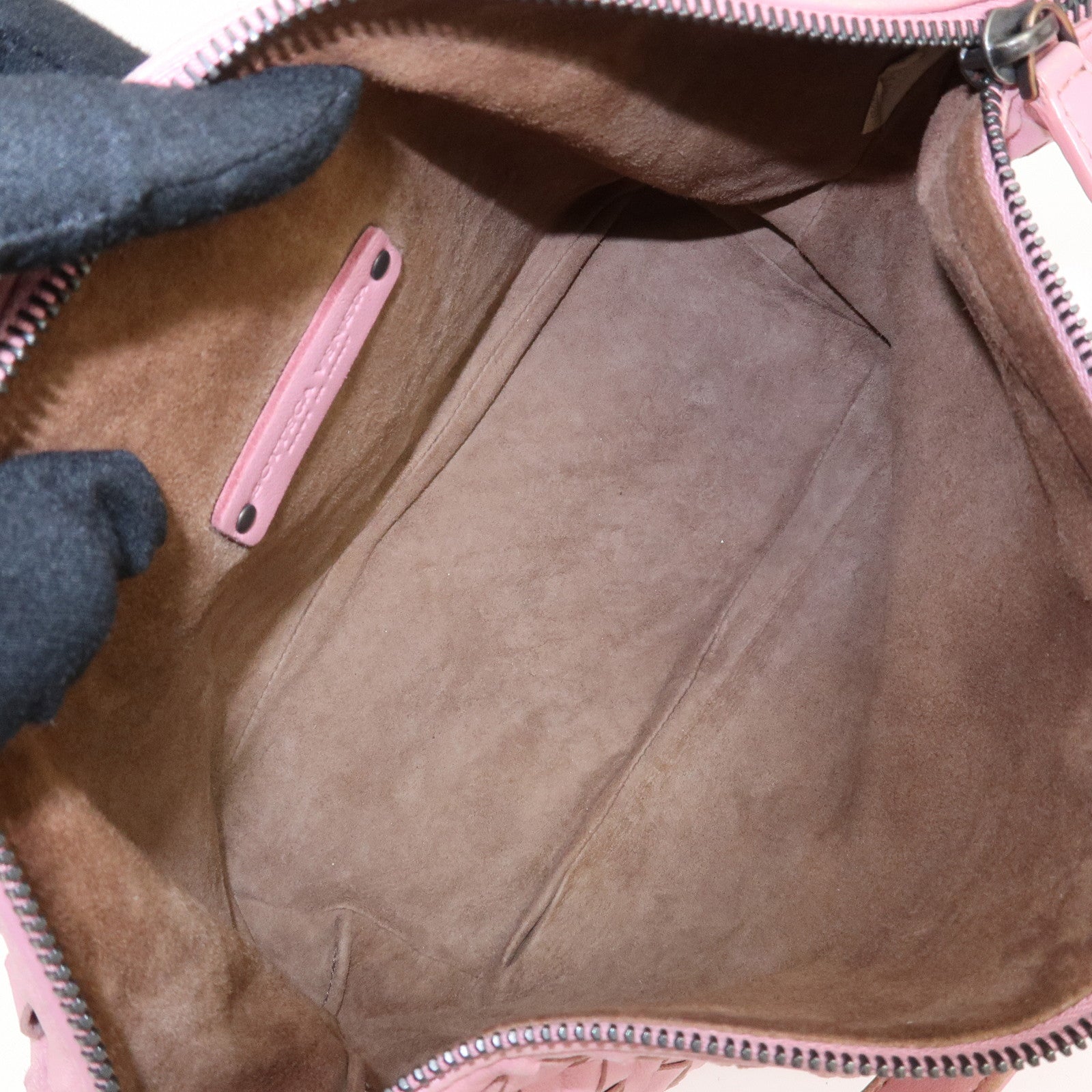 BOTTEGA VENETA Intrecciato Leather Shoulder Bag Pink Used