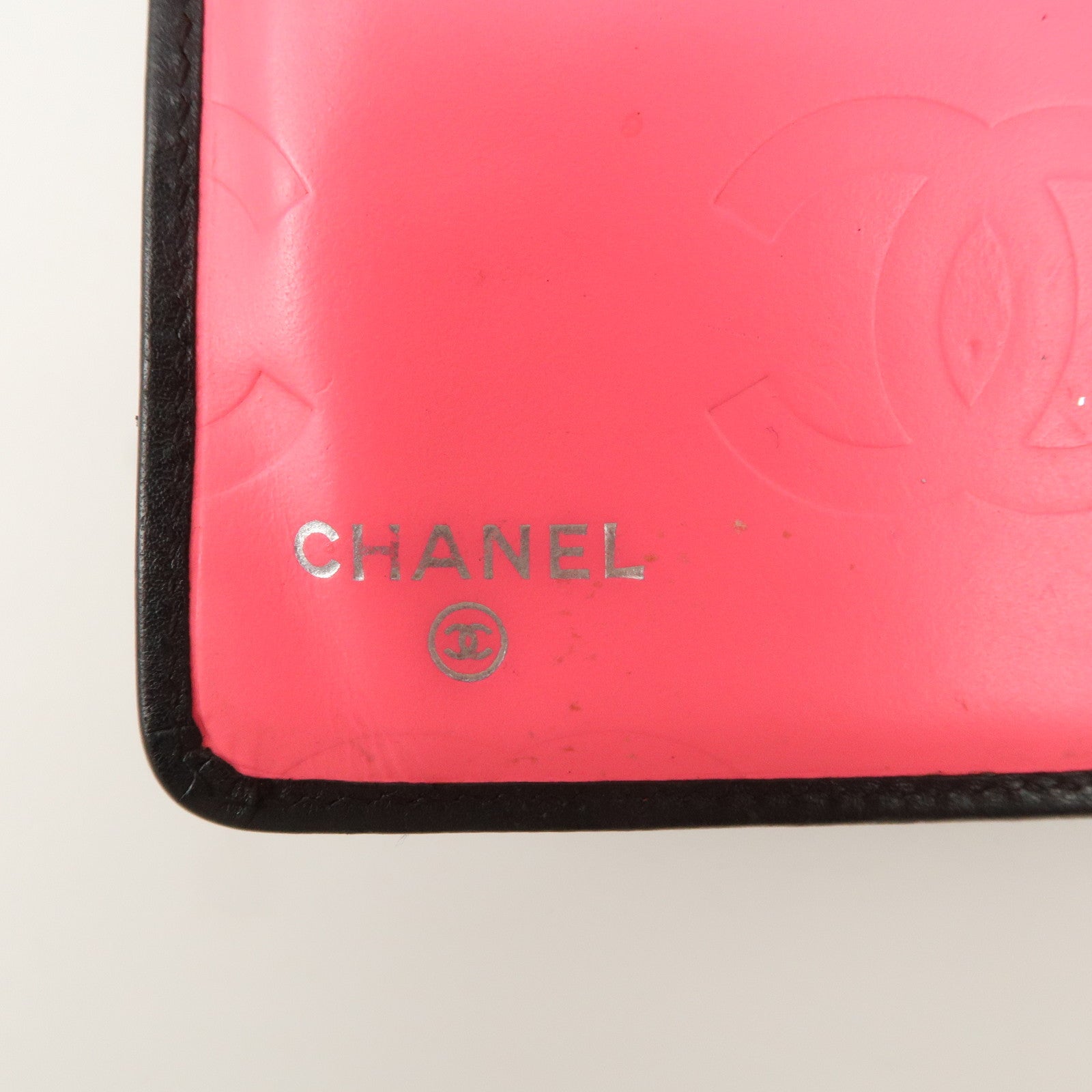 CHANEL Cambon Line Patent Leather Bi-fold Wallet Black A26717 Used