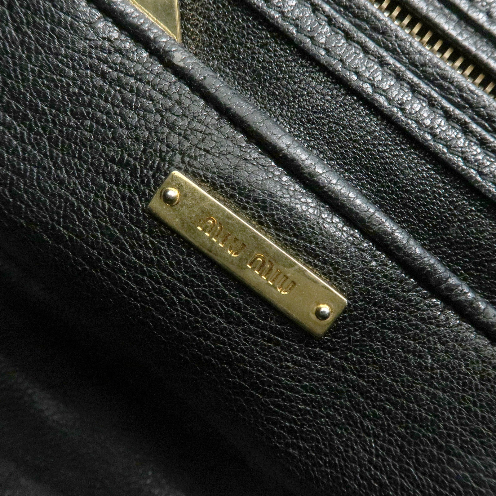 MIU MIU Denim Leather Biker 2Way Tote Bag Blue Black RN1031 Used