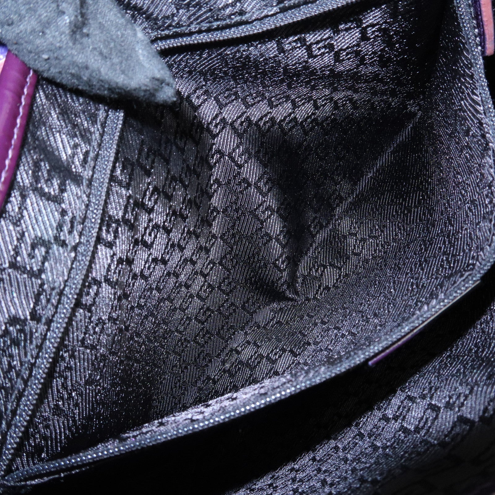 GUCCI Jackie Patent Leather Shoulder Bag Purple 001.3306 Used