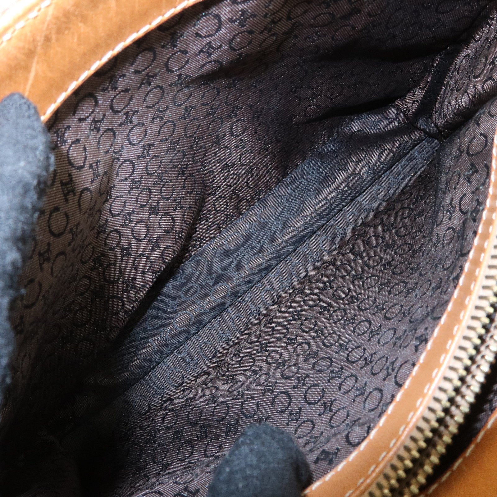 CELINE C Macadam Suede Leather Tote Bag Khaki Brown Used