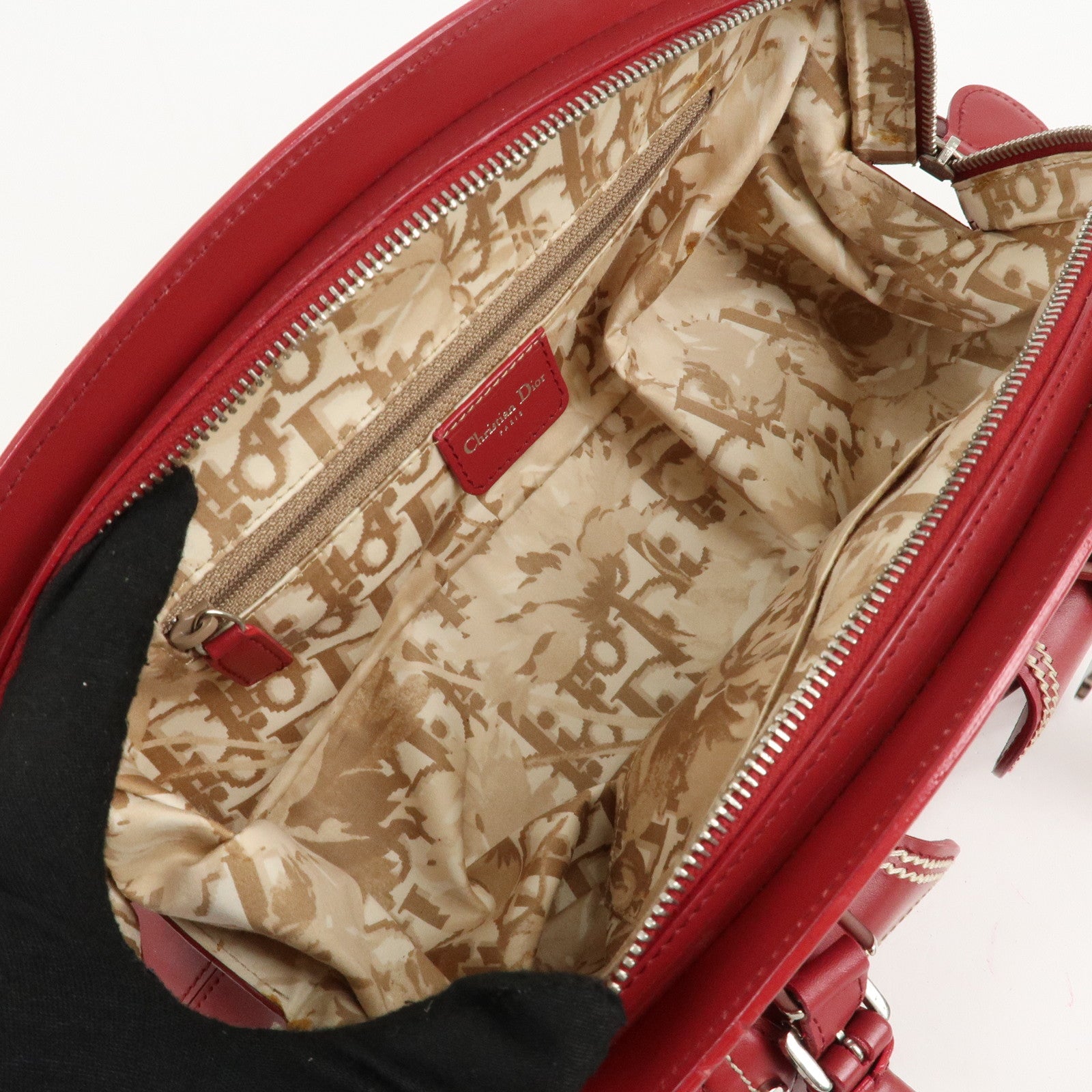 Christian Dior Detective Bag Satchel Bag Hand Bag Red Used