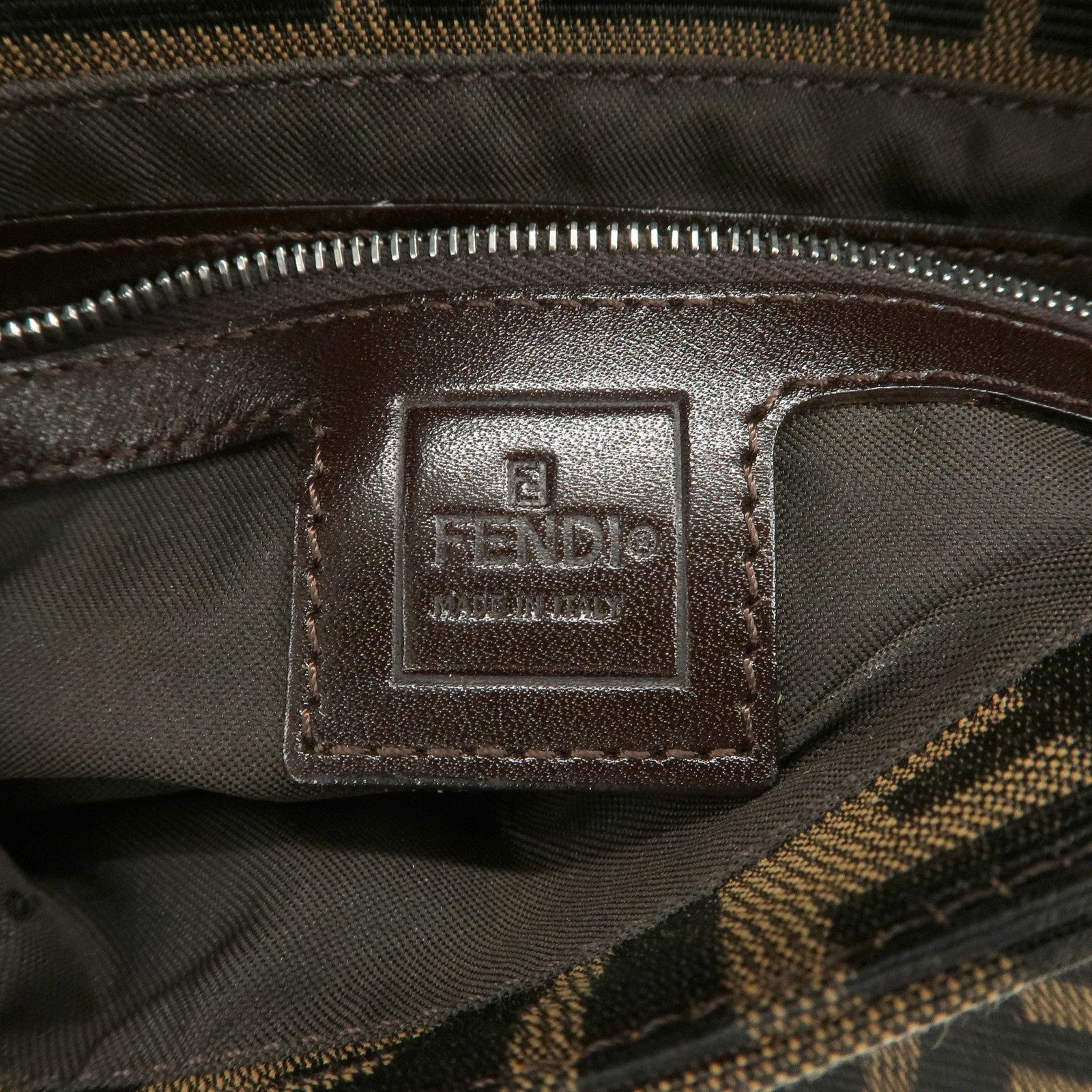 FENDI Mamma Baguette Zucca Canvas Leather Shoulder Bag 26424 Used