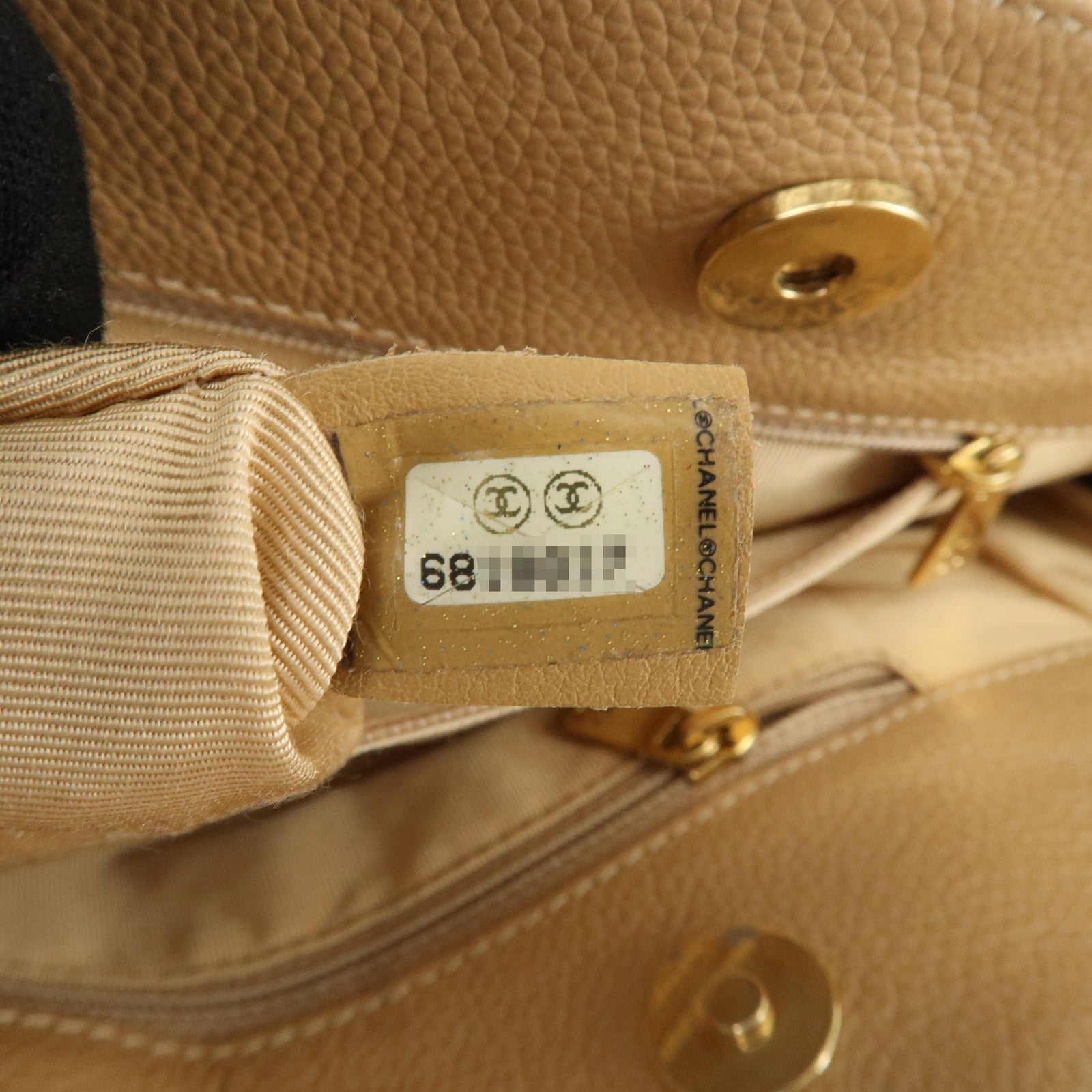 CHANEL COCO Mark Leather Executive Tote Bag Shoulder Bag Beige Used