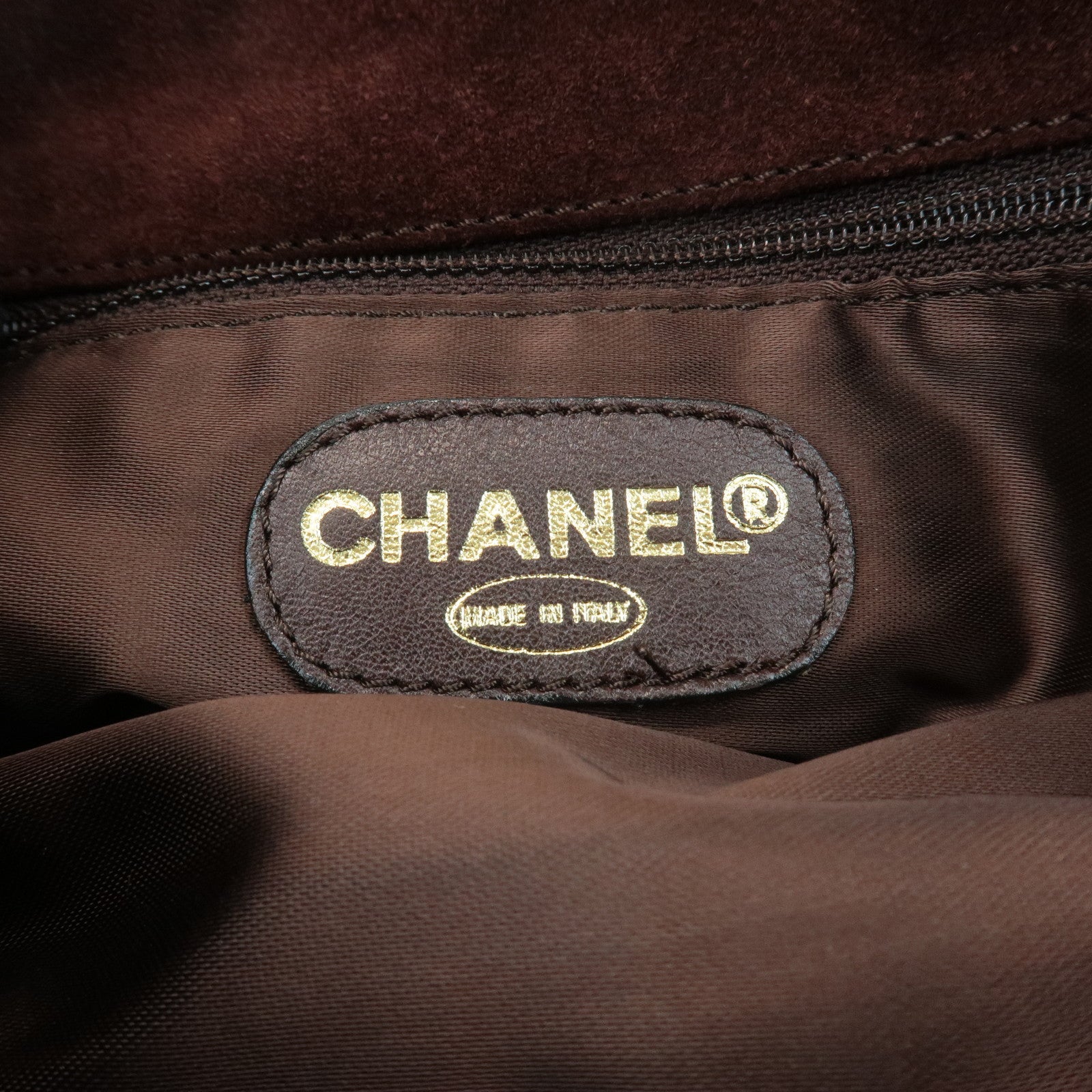 CHANEL COCO Mark Suede Leather Fringe Shoulder Bag Brown Used