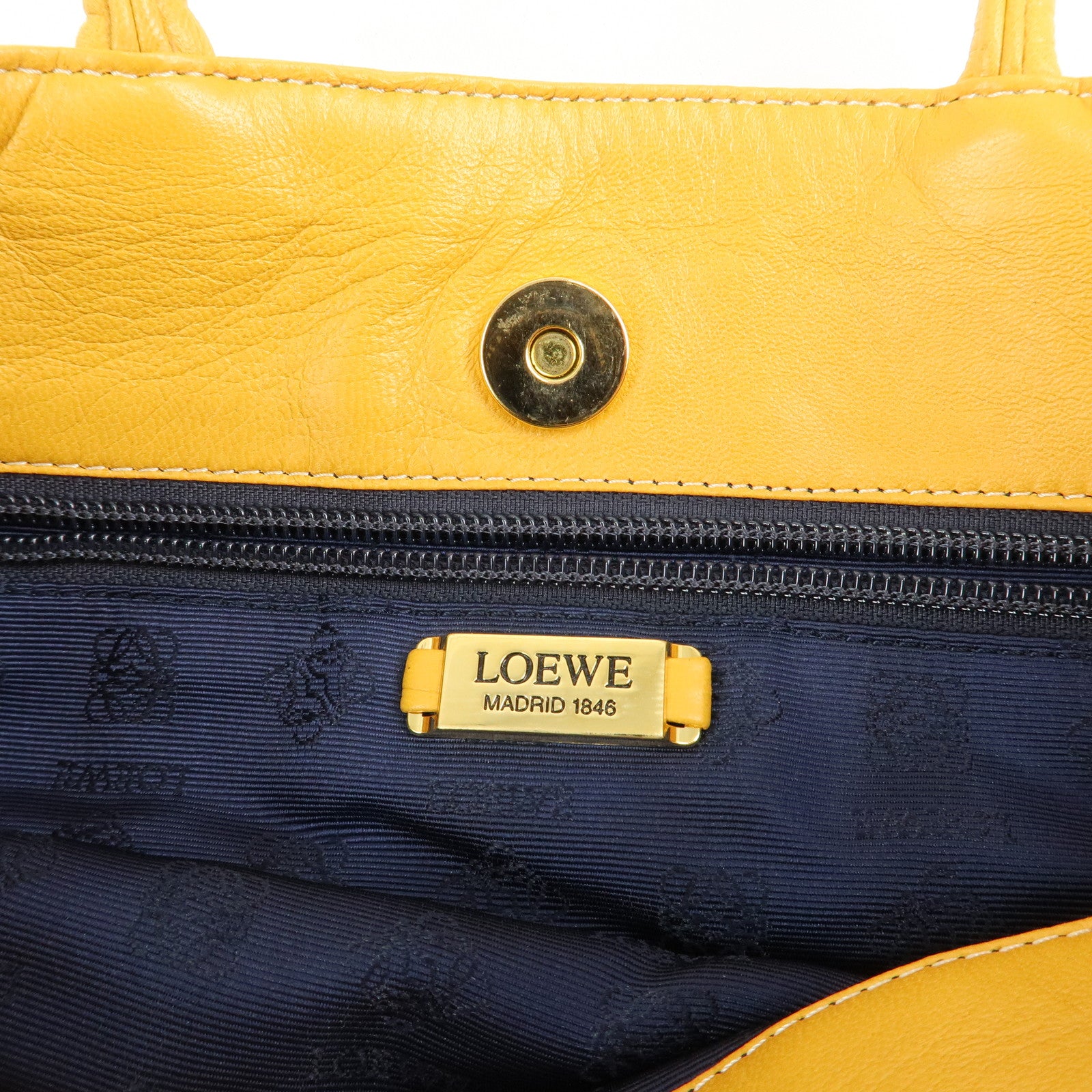 LOEWE Anagram Nappa Aire Leather Tote Bag Shoulder Bag Yellow Used