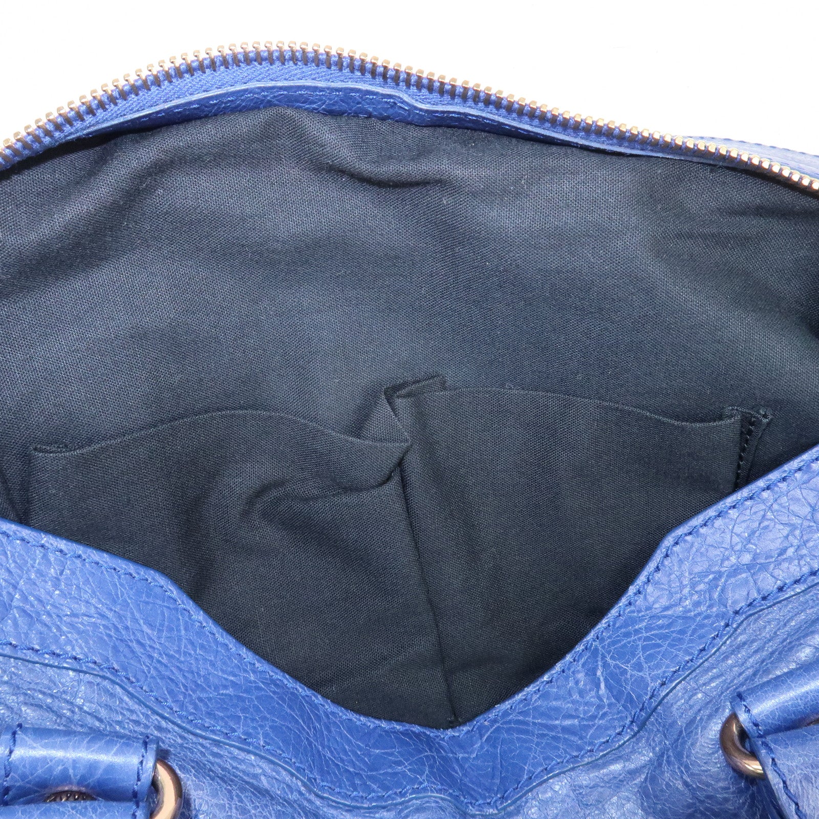 BALENCIAGA The Giant City Leather 2Way Hand Bag Blue 281770 Used