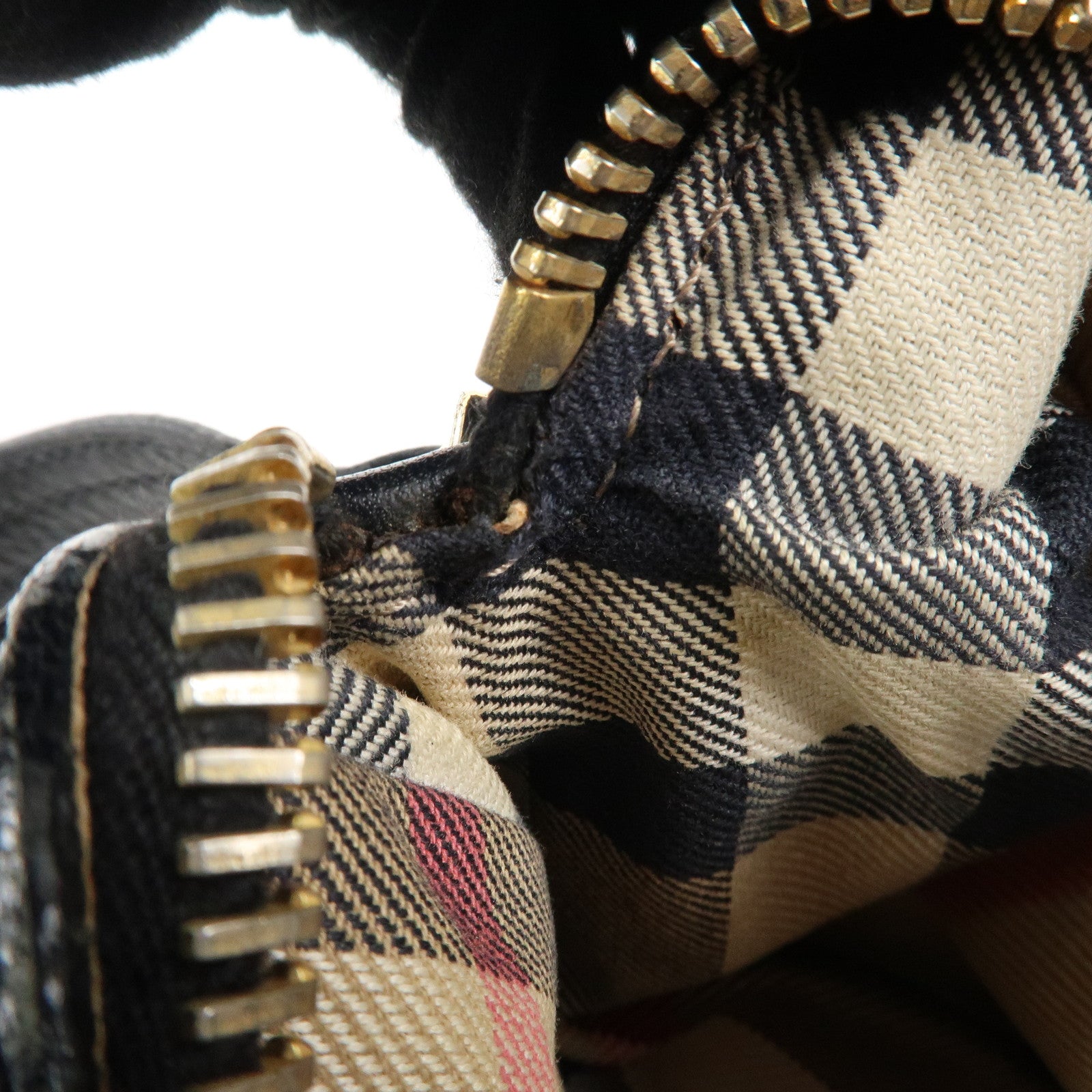 BURBERRY Logo Leather Shoulder Bag Hand Bag Black Used