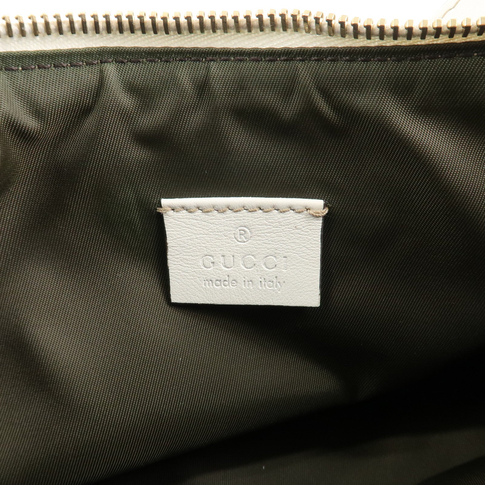 GUCCI GG Canvas Leather Shoulder Bag Hand Bag Beige White 224093 Used