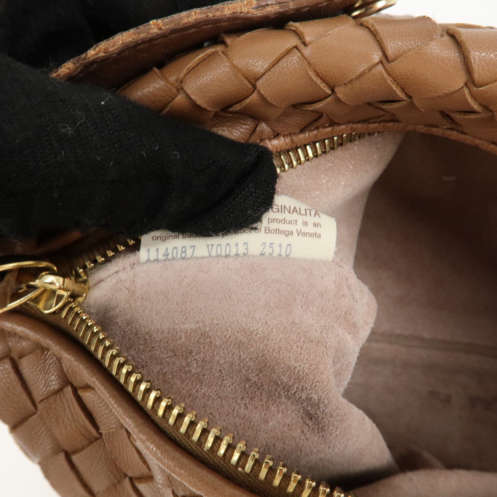 BOTTEGA VENETA Intrecciato Leather Hand Bag Gold HDW Brown Used