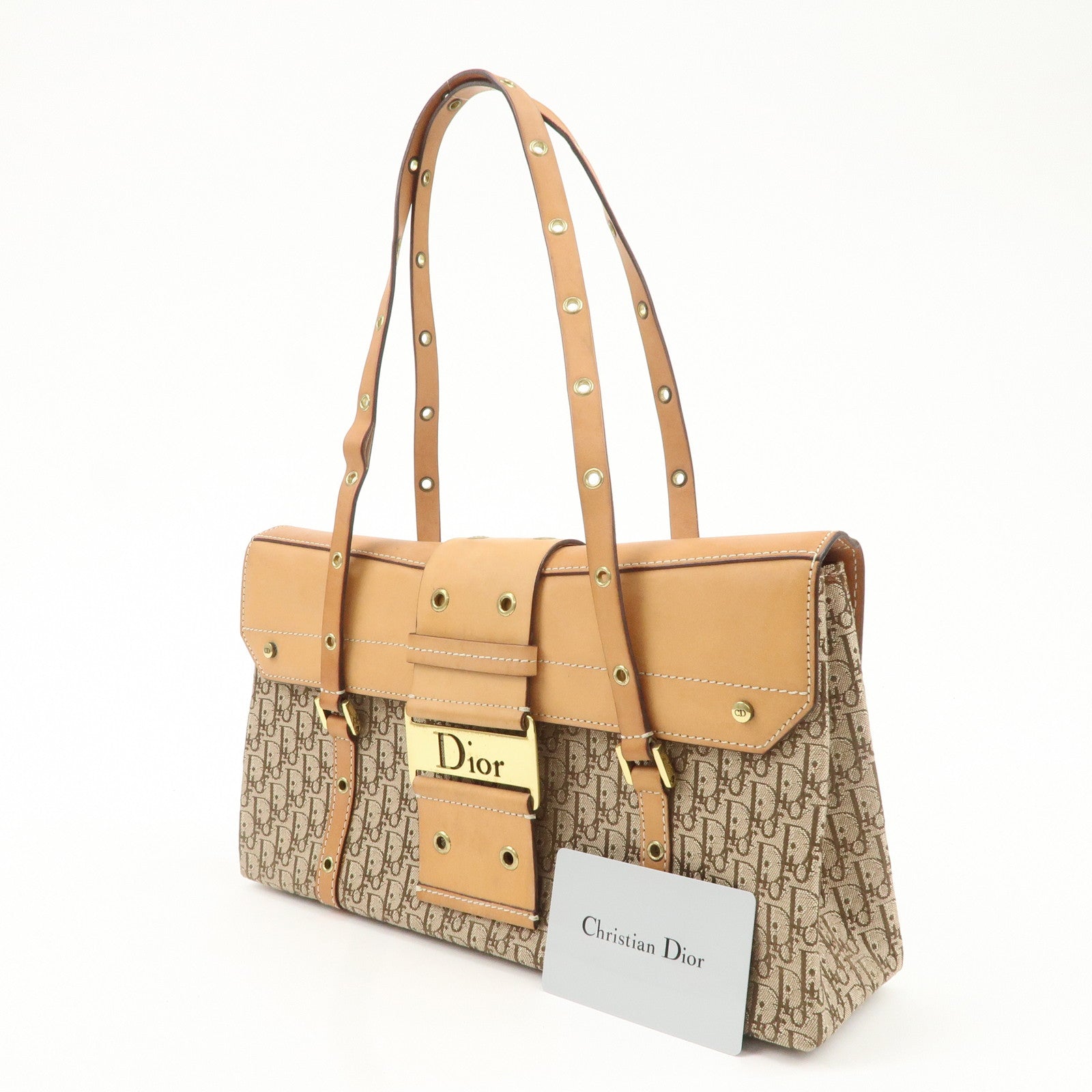Christian Dior Trotter Street Chic Canvas Leather Shoulder Bag Used