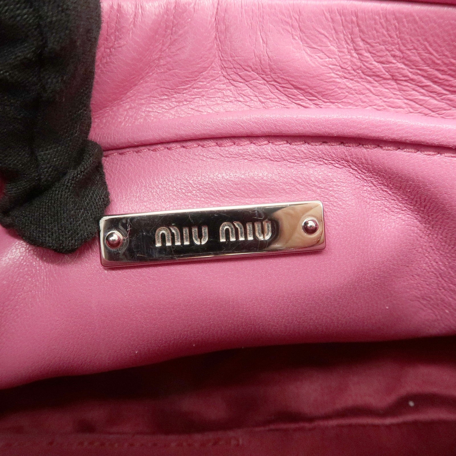 MIU MIU Matelasse Leather Bijou Shoulder Bag Hand Bag Pink Used