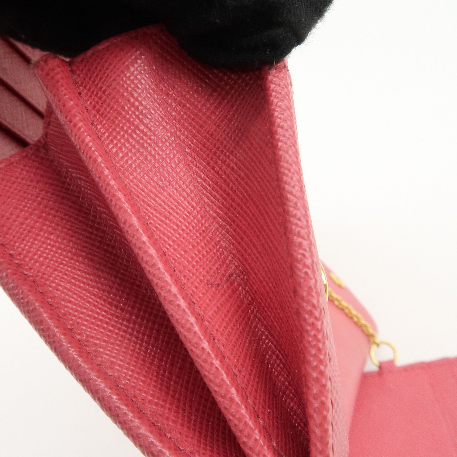 PRADA Saffiano Leather Bi Fold Long Wallet Pink 1MH132 Used