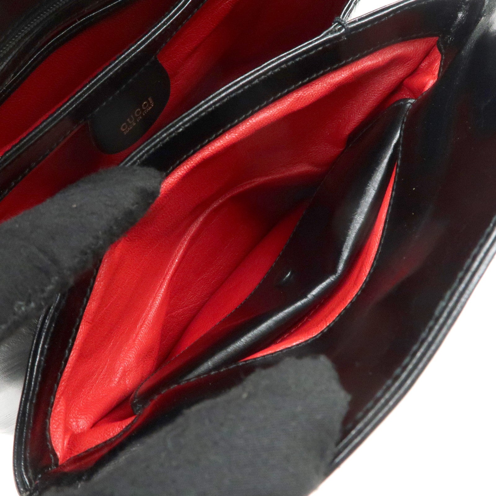 GUCCI Bamboo Leather Hand bag Shoulder Bag Black 000.1781.0175 Used