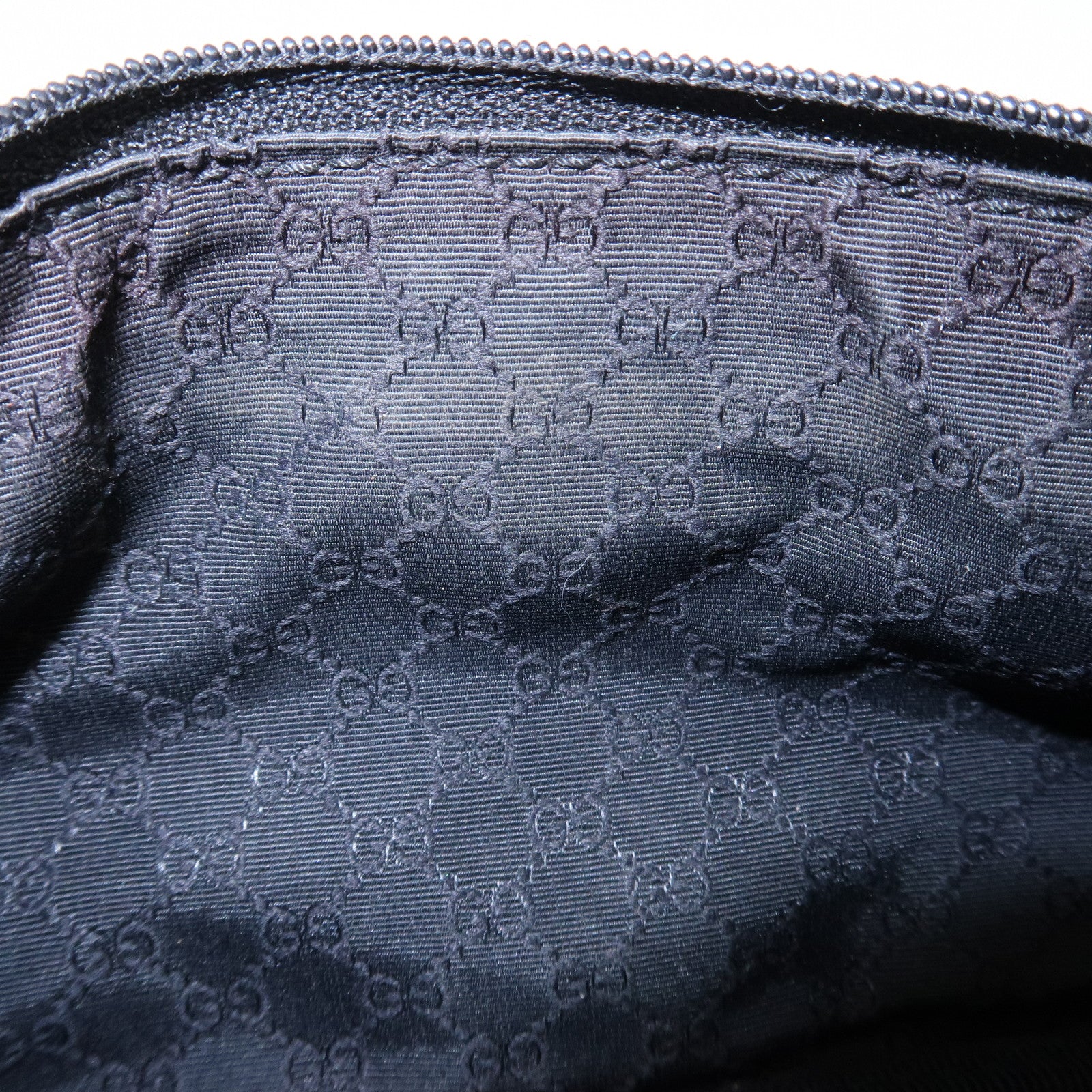 GUCCI Sherry Canvas Leather Accessory Pouch Hand Bag Black 92820 Used