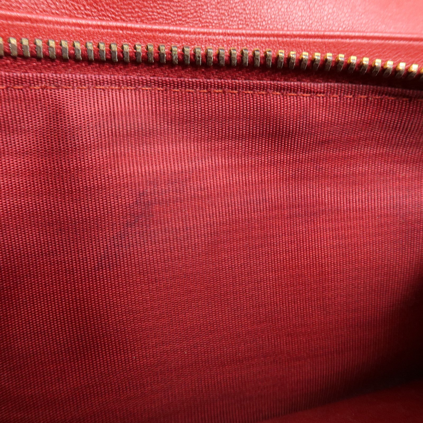 PRADA Logo Leather Bi-Fold Long Wallet Red Gold Hardware Used