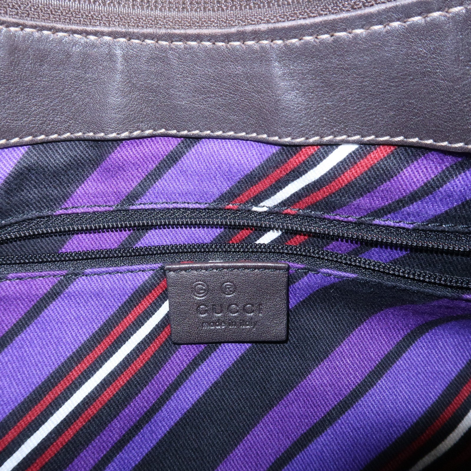 GUCCI GG Crystal Leather Shoulder Bag Hand Bag Brown 257297 Used