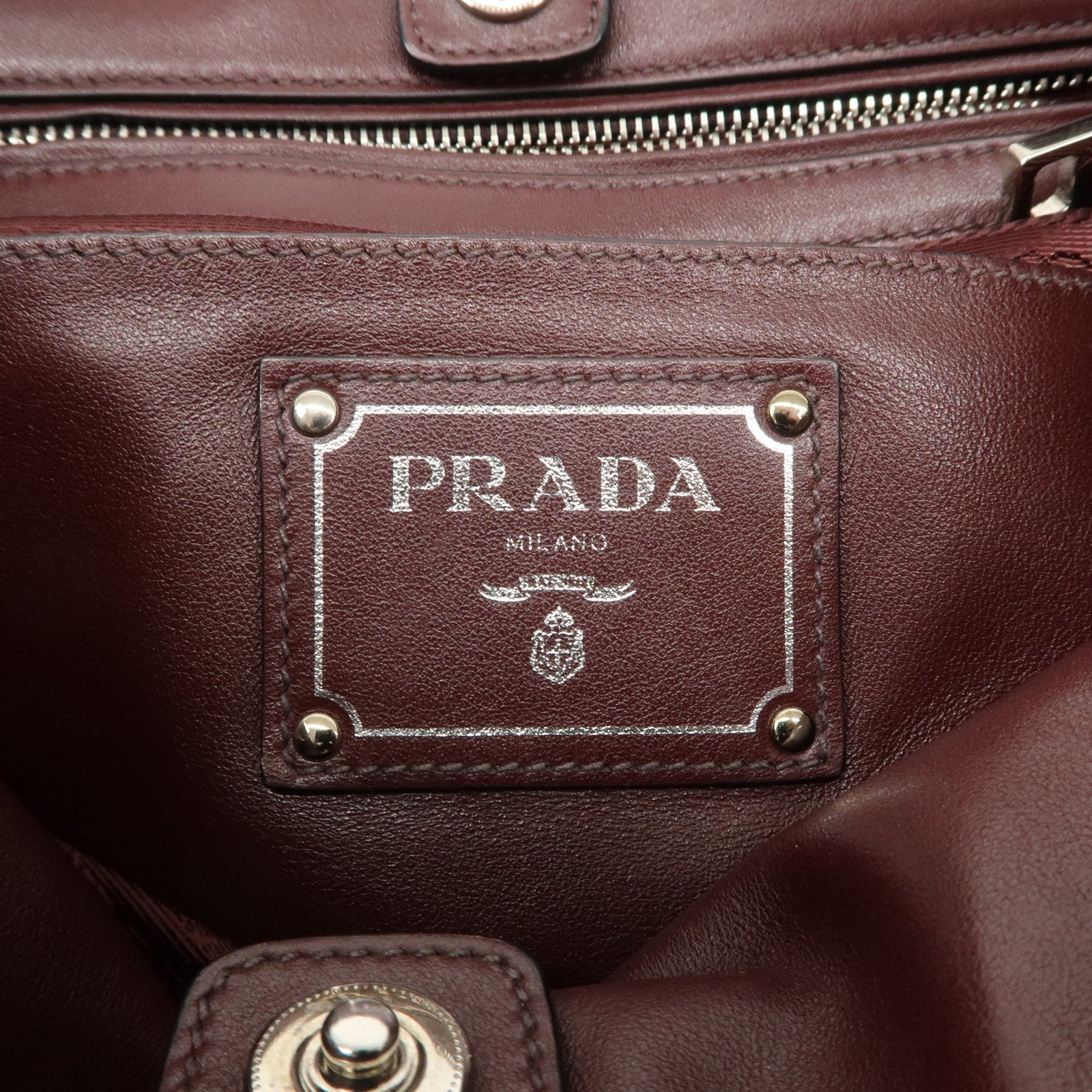 PRADA Leather 2Way Bag Hand Bag Shoulder Bag Bordeaux BN2866 Used
