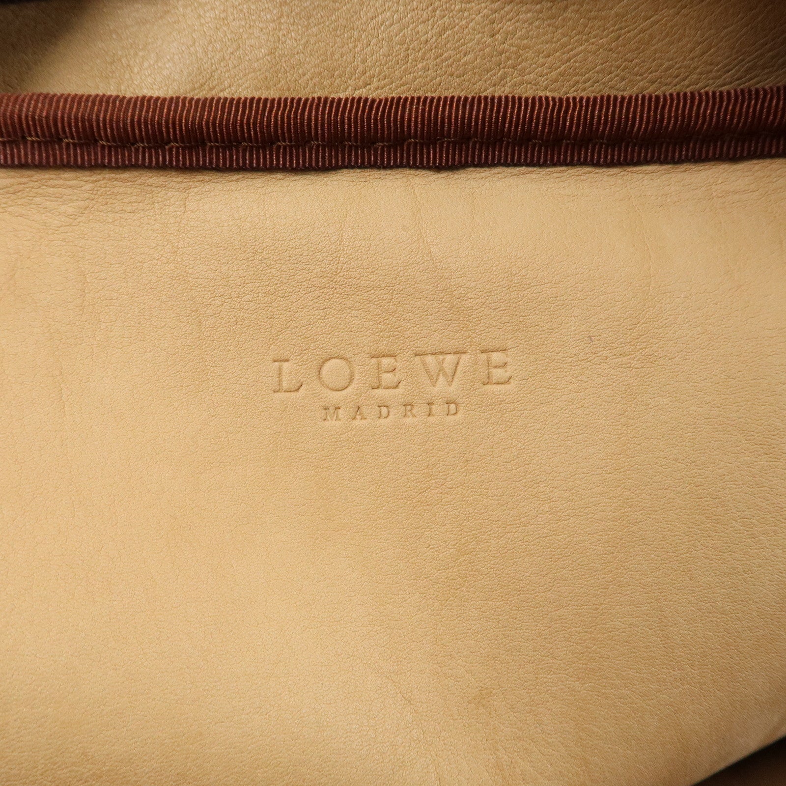 LOEWE Anagram Suede Leather Shoulder Bag Beige Dark Brown Used