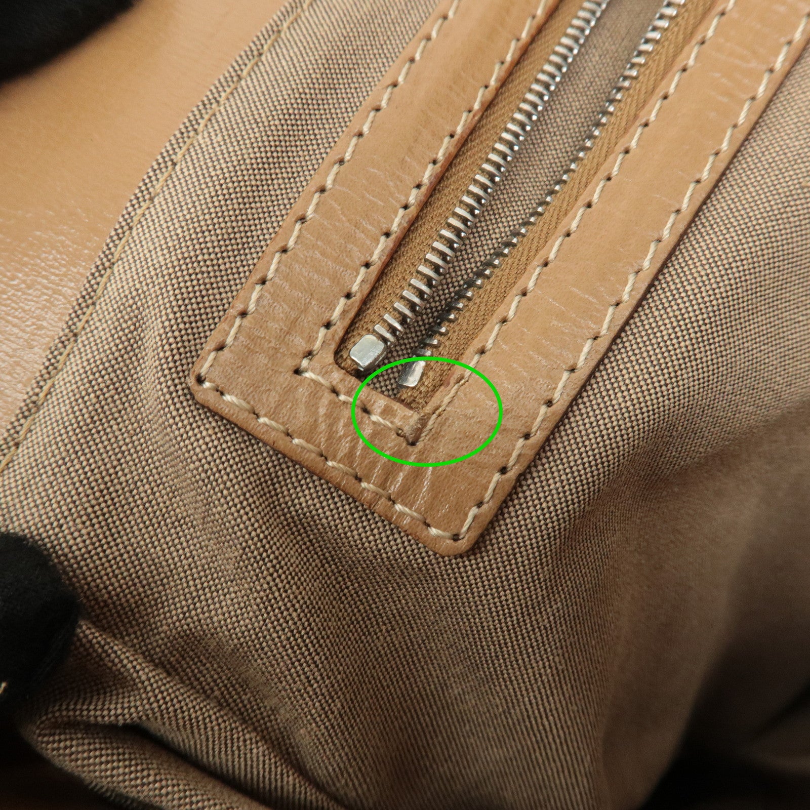 FENDI Ethnico Leather Tote Bag Shoulder Bag Beige 8BN162 Used