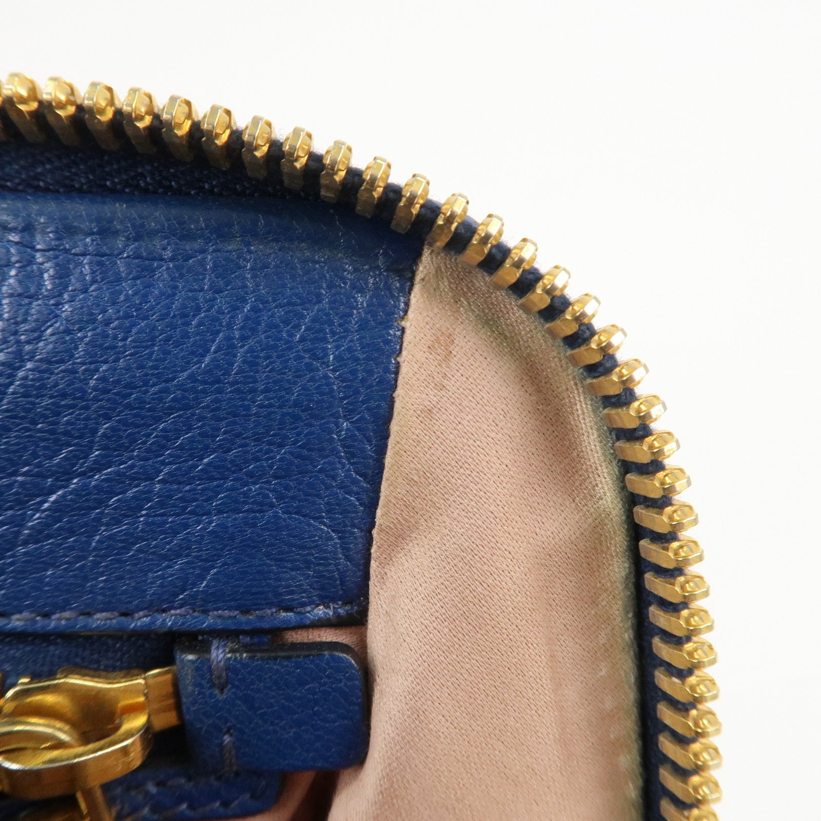 MIU MIU Leather 2Way Shoulder Bag Hand Bag Blue Gold HDW Used