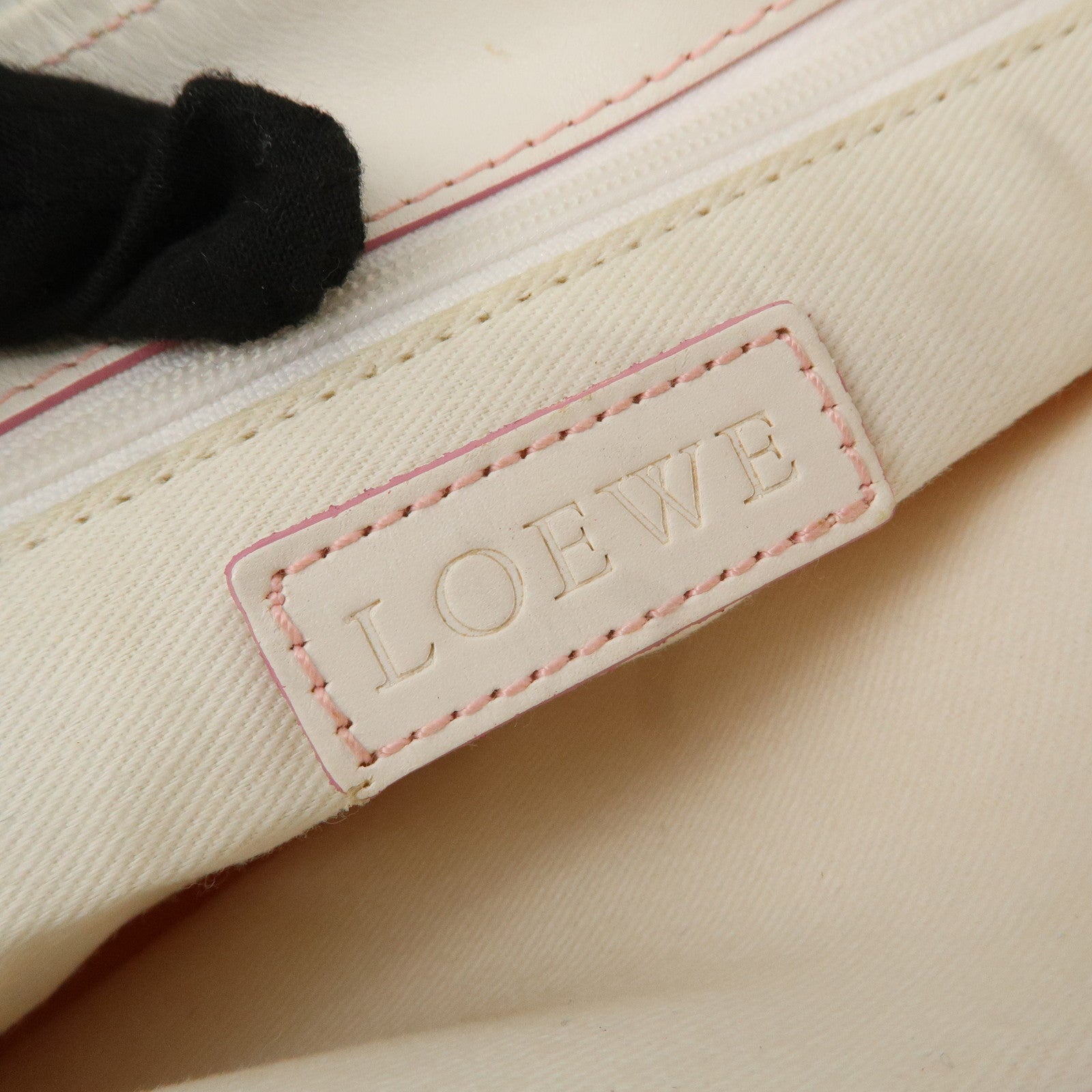 LOEWE Anagram Canvas Leather Shoulder bag Pink Used