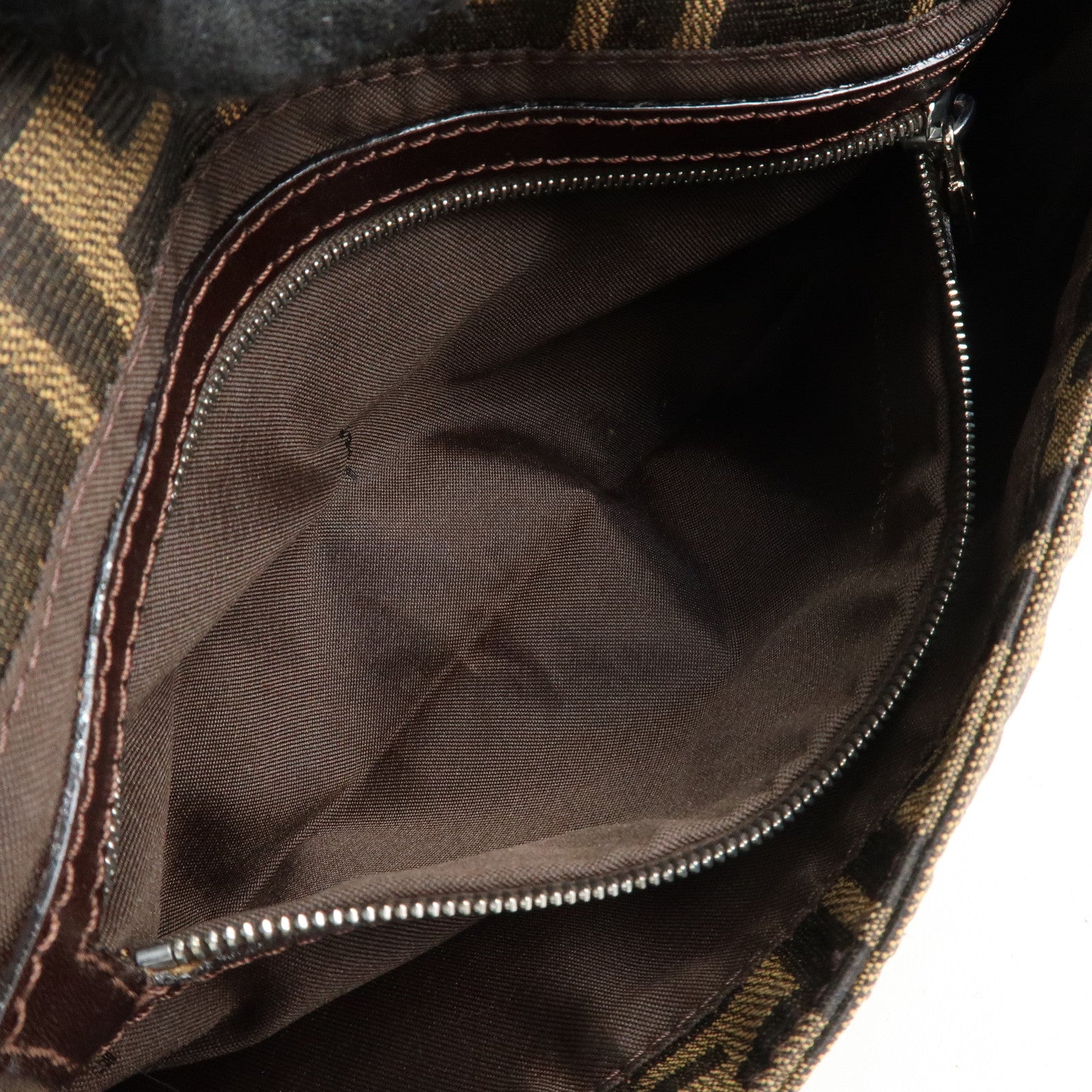 FENDI Zucca Mamma Baguette Canvas Shoulder Bag Brown Black 26424 Used