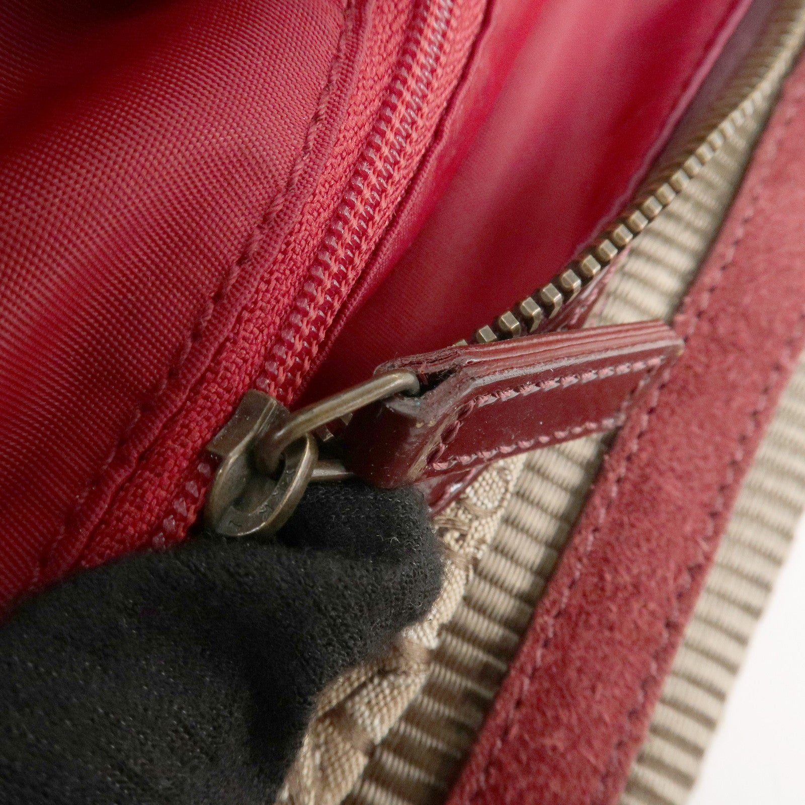 Christian Dior Trotter Canvas Patent Leather Suede Shoulder Bag Used