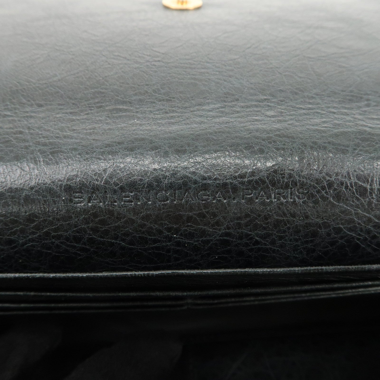 BALENCIAGA Giant Money Leather Bi-fold Long Wallet 233599 Black Used