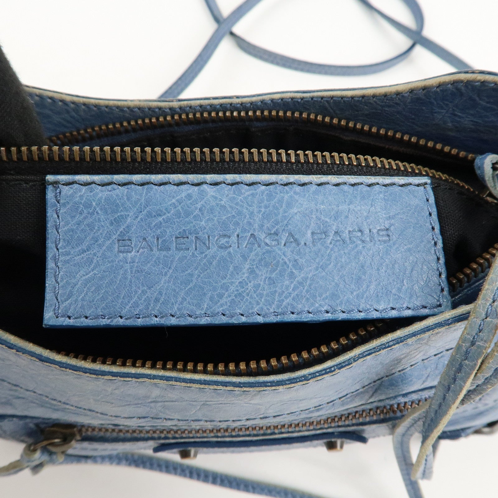 BALENCIAGA The Hip Leather Shoulder Bag Hand Bag Blue 242803 Used