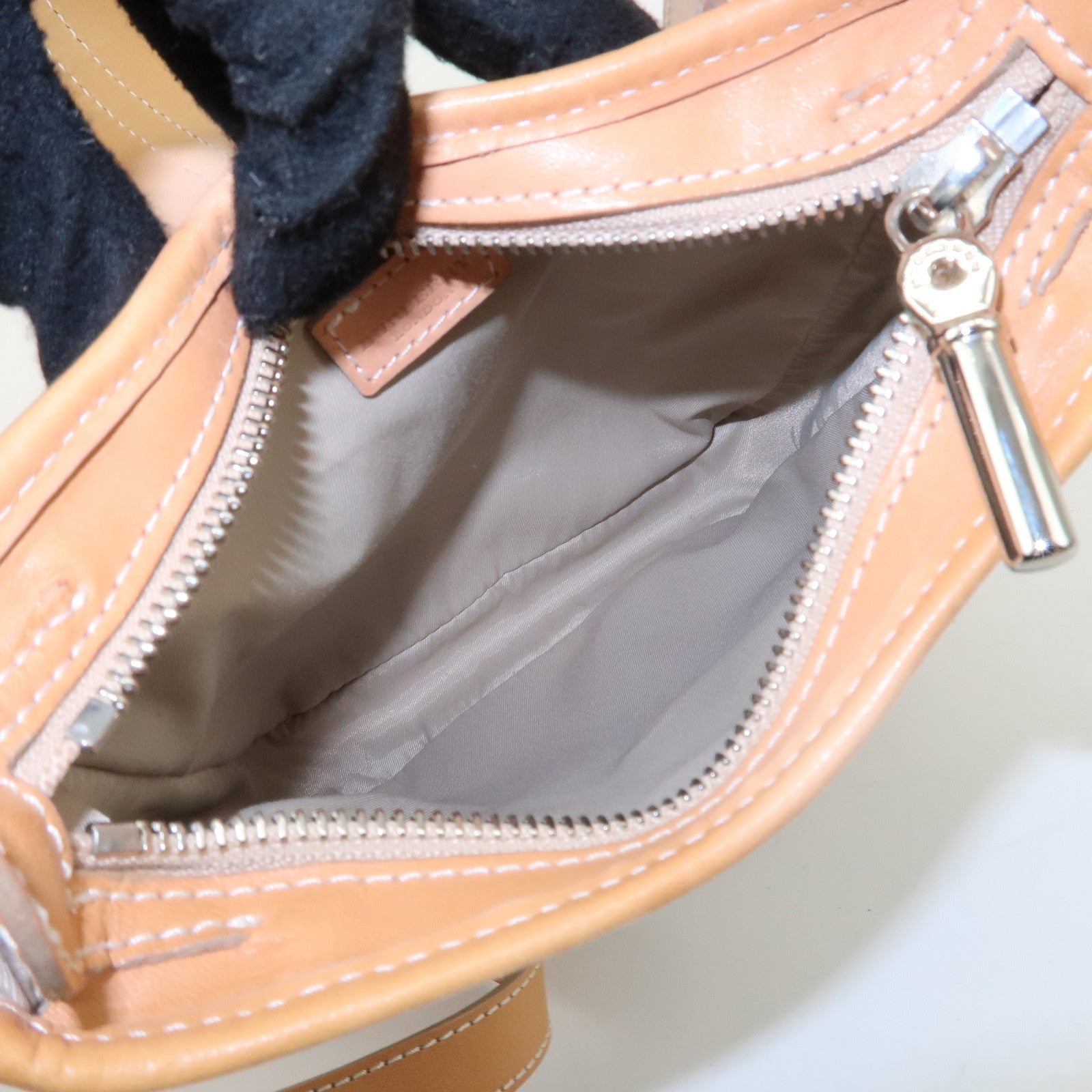 BURBERRY PVC Leather Nova Plaid Shoulder Bag Hand Bag Beige Blue Used