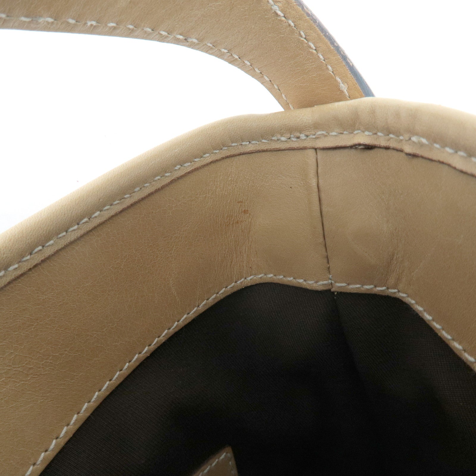 GUCCI Interlocking G Leather Shoulder Bag Beige 114877 Used