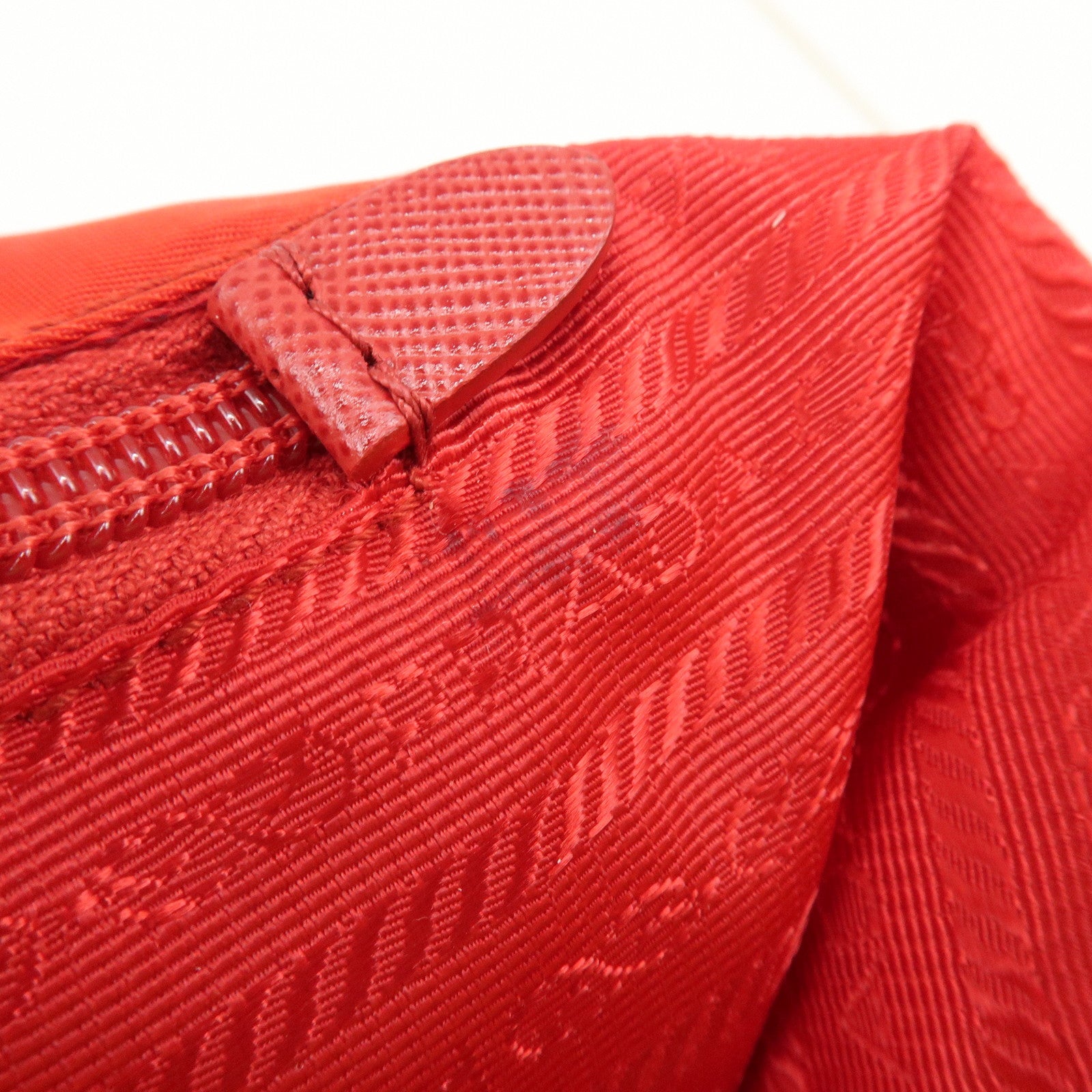 AuthenticPRADA Nylon Leaather Panda Tote Bag Shoudler Bag Red BR4249 Used