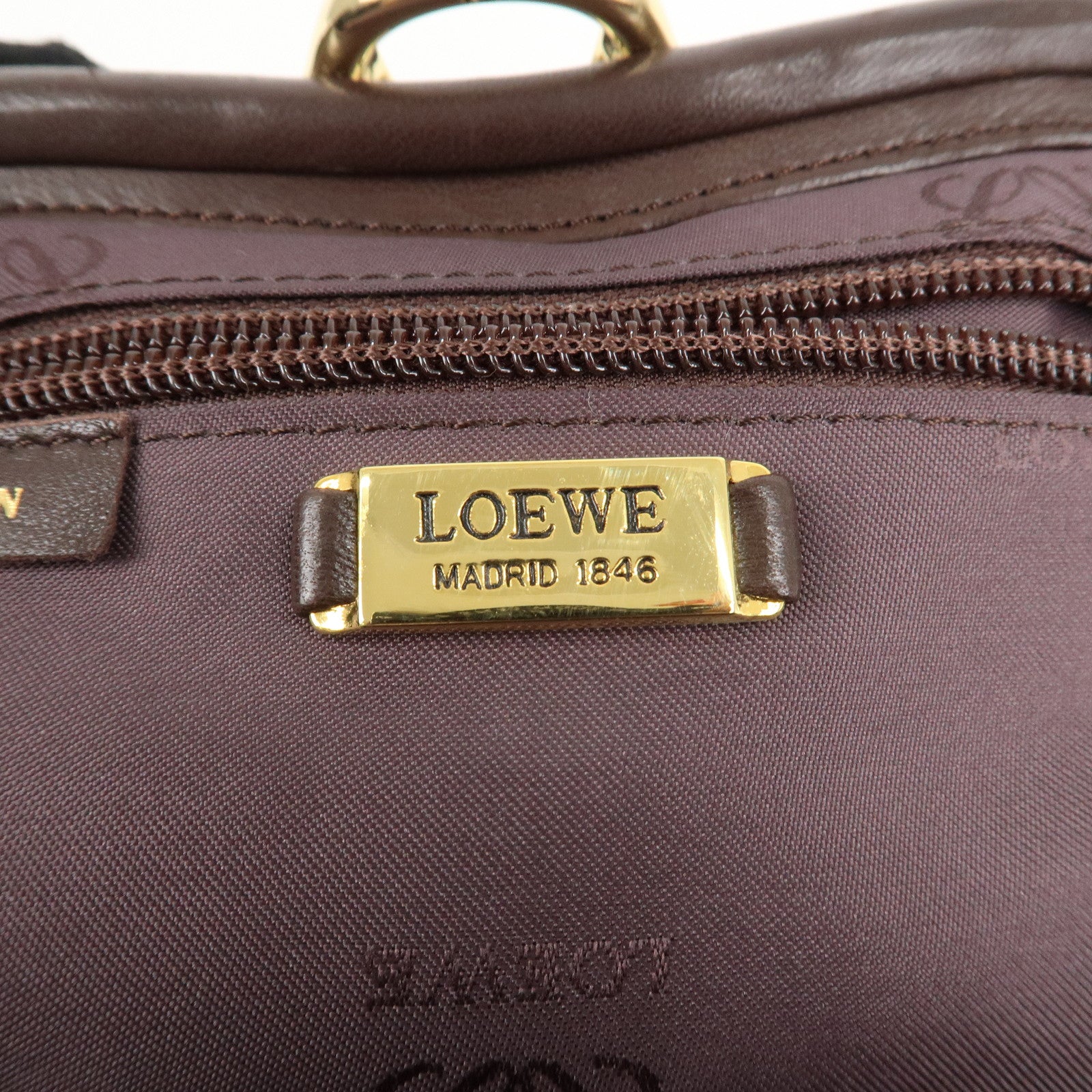 LOEWE Anagram Leather Clasp Shoulder Bag Hand Bag Brown Used