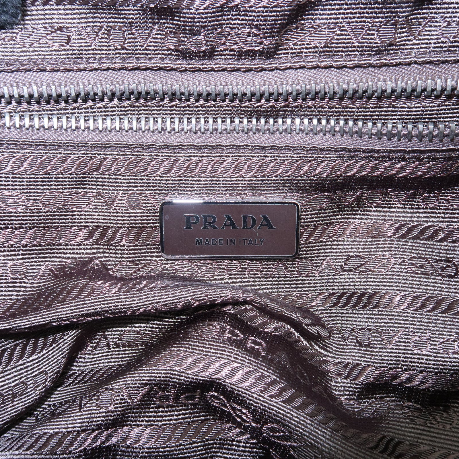PRADA Logo Suede Clasp Tote Bag Hand Bag Beige BR1935 F/S Used