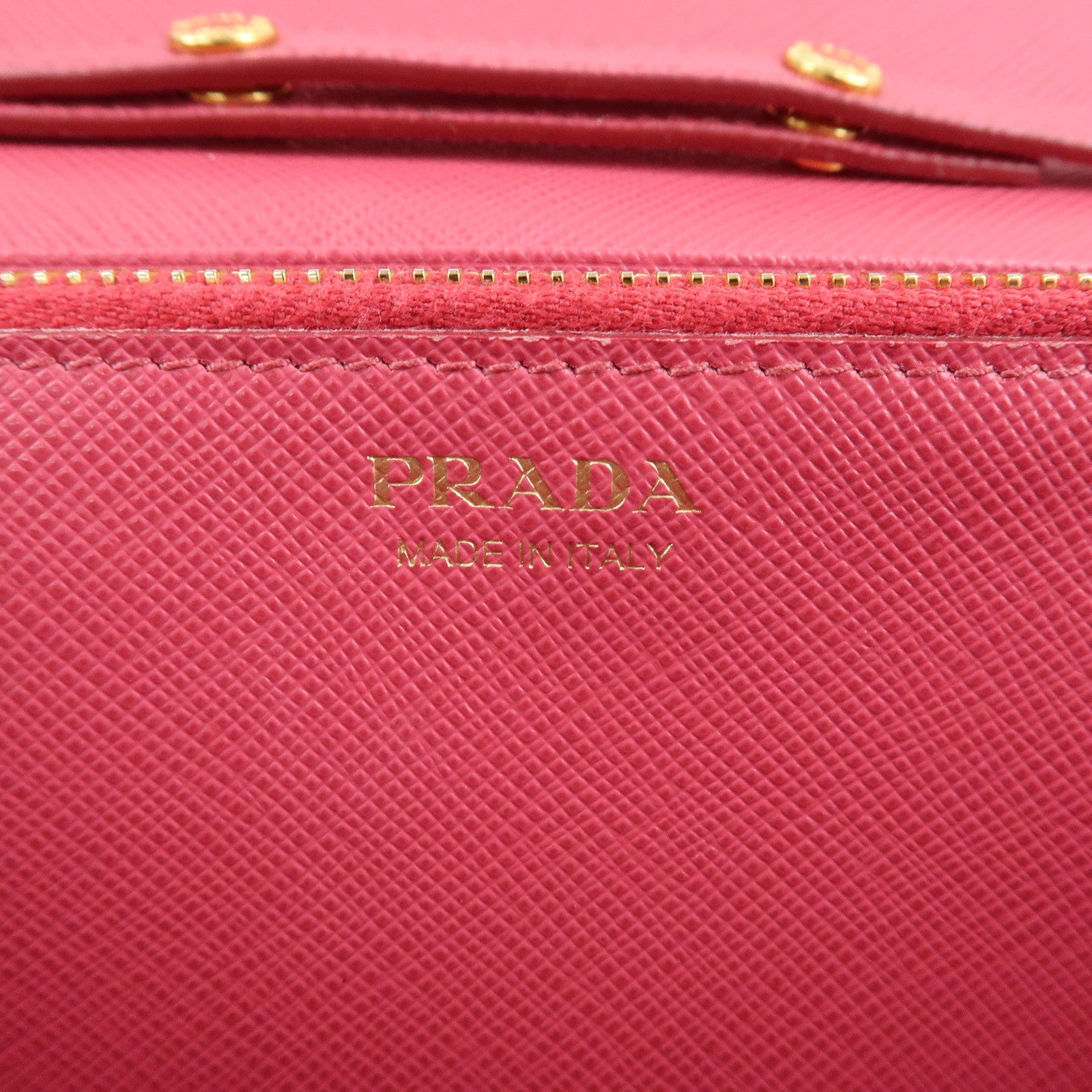 PRADA Saffiano Metal Chain Wallet Shoulder Bag Pink 1DH002 Used