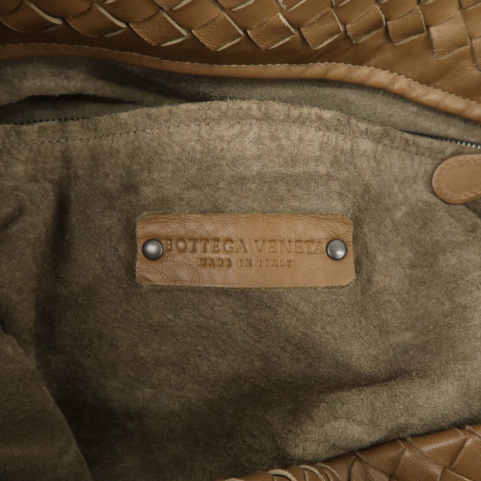 BOTTEGA VENETA Intrecciato Leather Shoulder Bag Brown Used