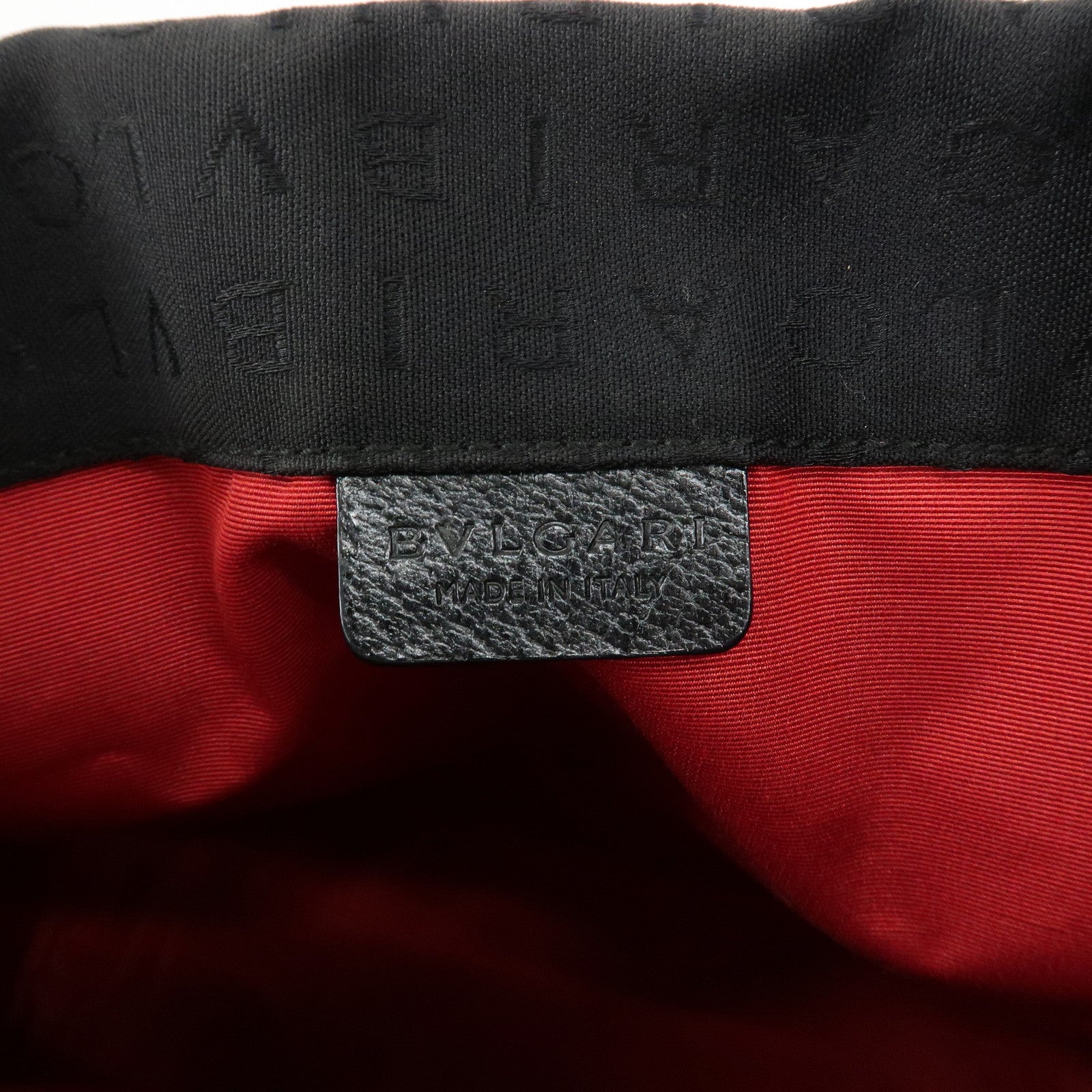 BVLGARI Lettere Logo Mania Nylon Leather Tote Bag Black Used