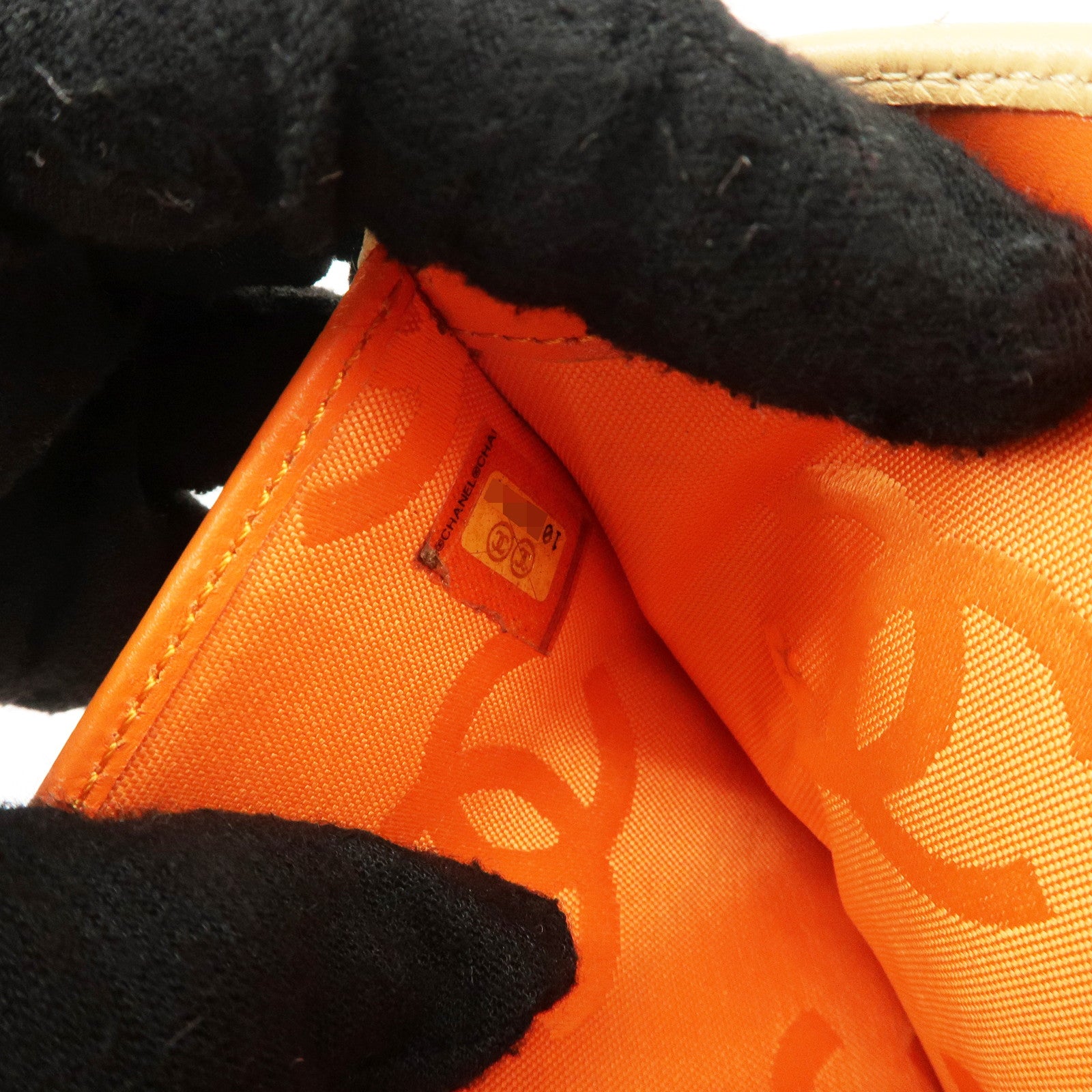 CHANEL Cambon Line Patent Leather Bi-fold Wallet Beige A26720 Used