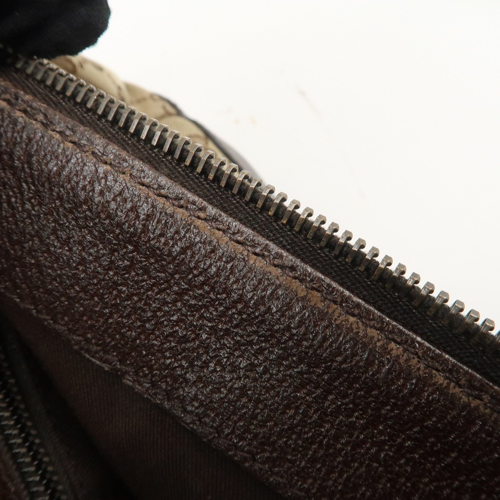 GUCCI GG Canvas Leather Shoulder Bag Beige Brown 114273 Used