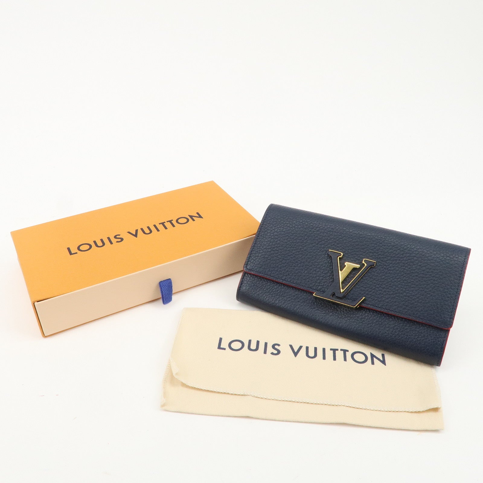 Louis Vuitton Portefeuille Capucines Long Wallet Navy M63739 Used