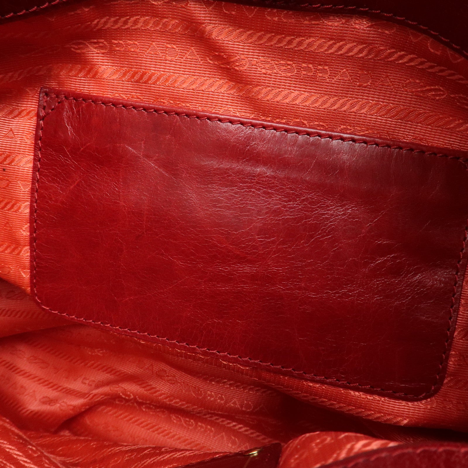 PRADA Logo Leather One Shoulder Bag Red BR4829 Used