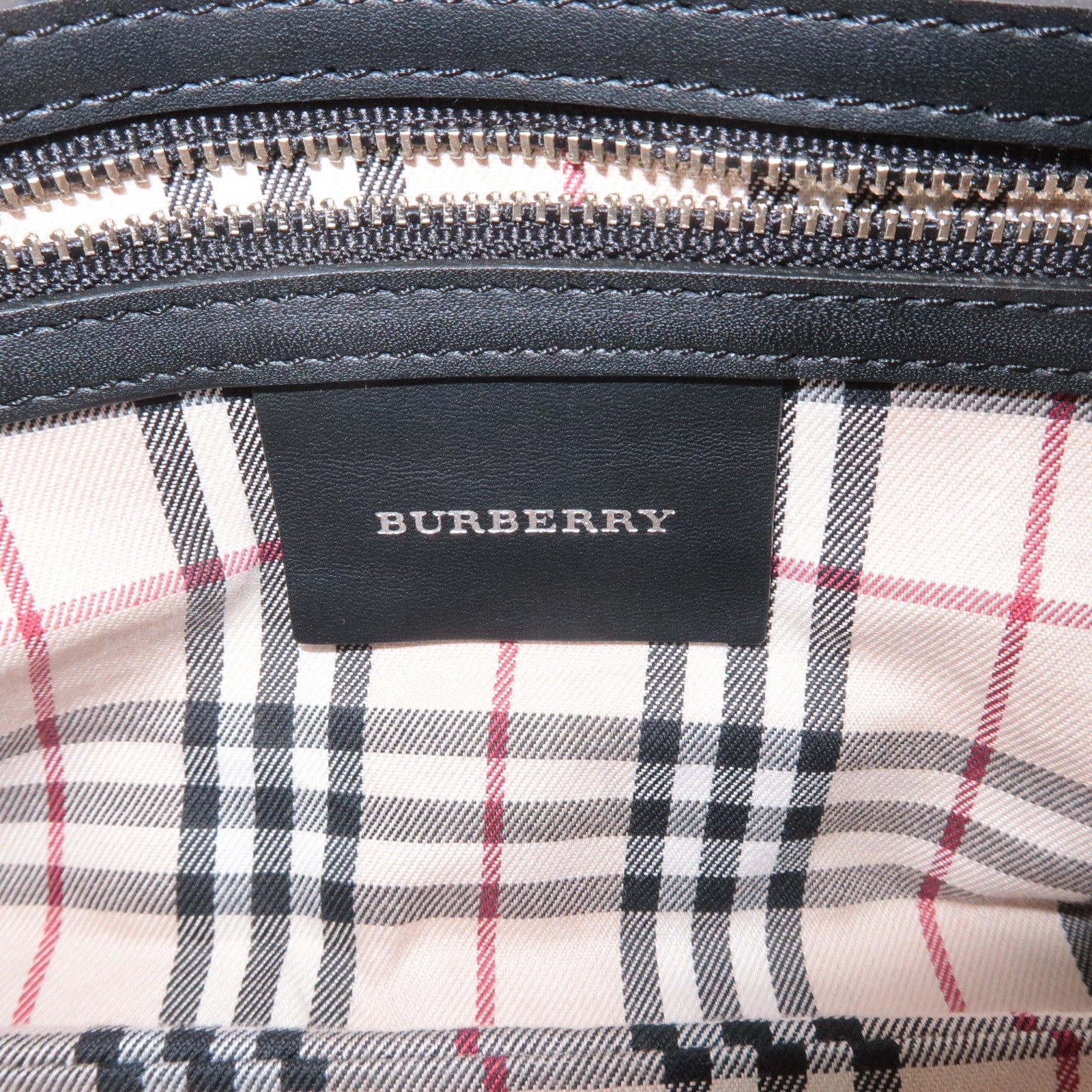 BURBERRY Leather Shoulder Bag Hand Bag Black Silver Hardware Used