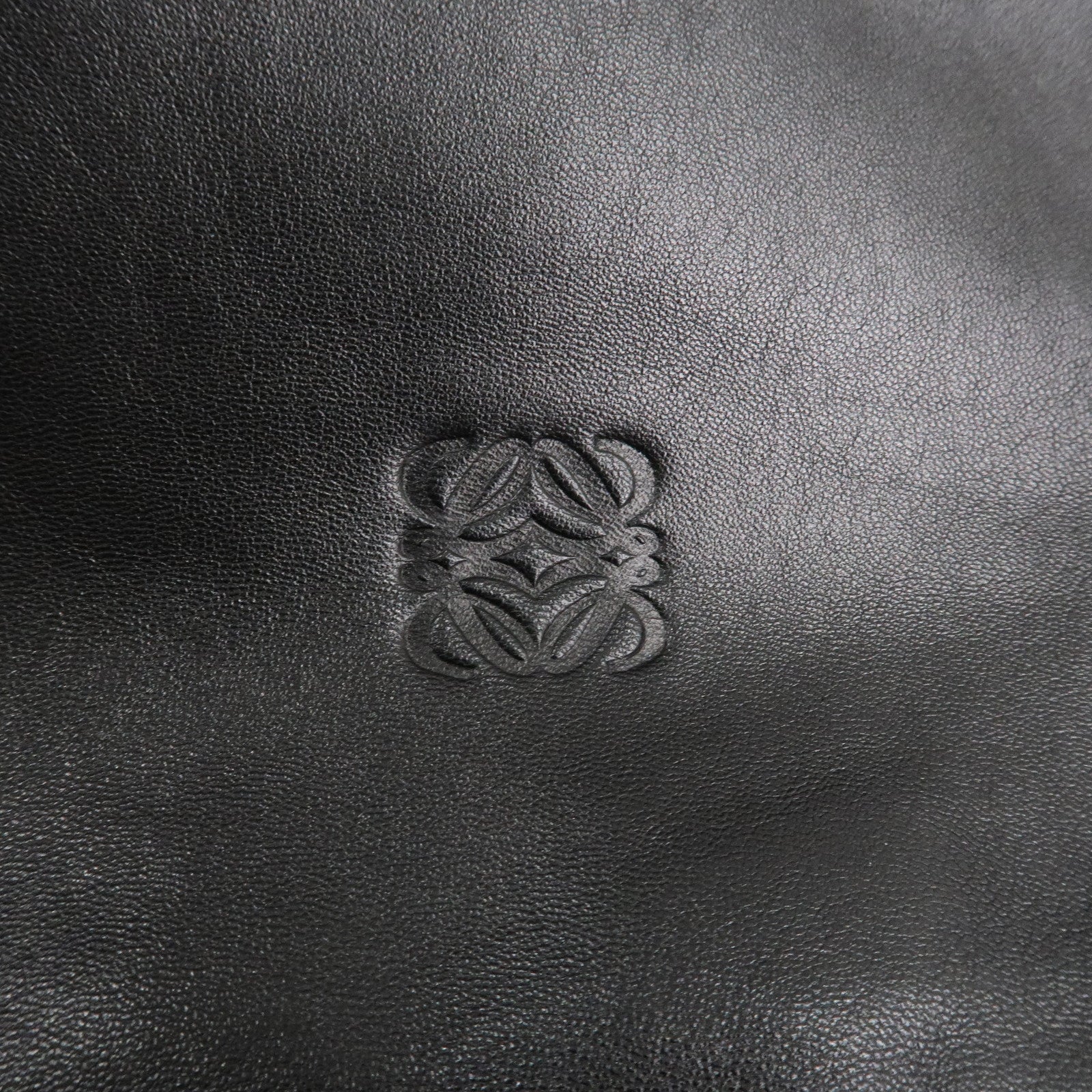 LOEWE Anagram Leather Shoulder Bag Tote Bag Black Used