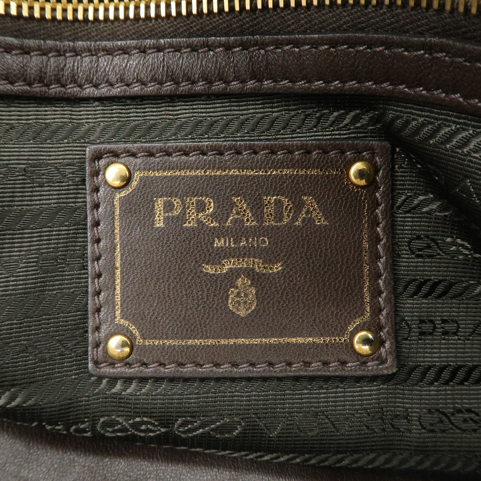 PRADA Nylon Leather Gathered Hand Bag Green Brown BN1793 Used