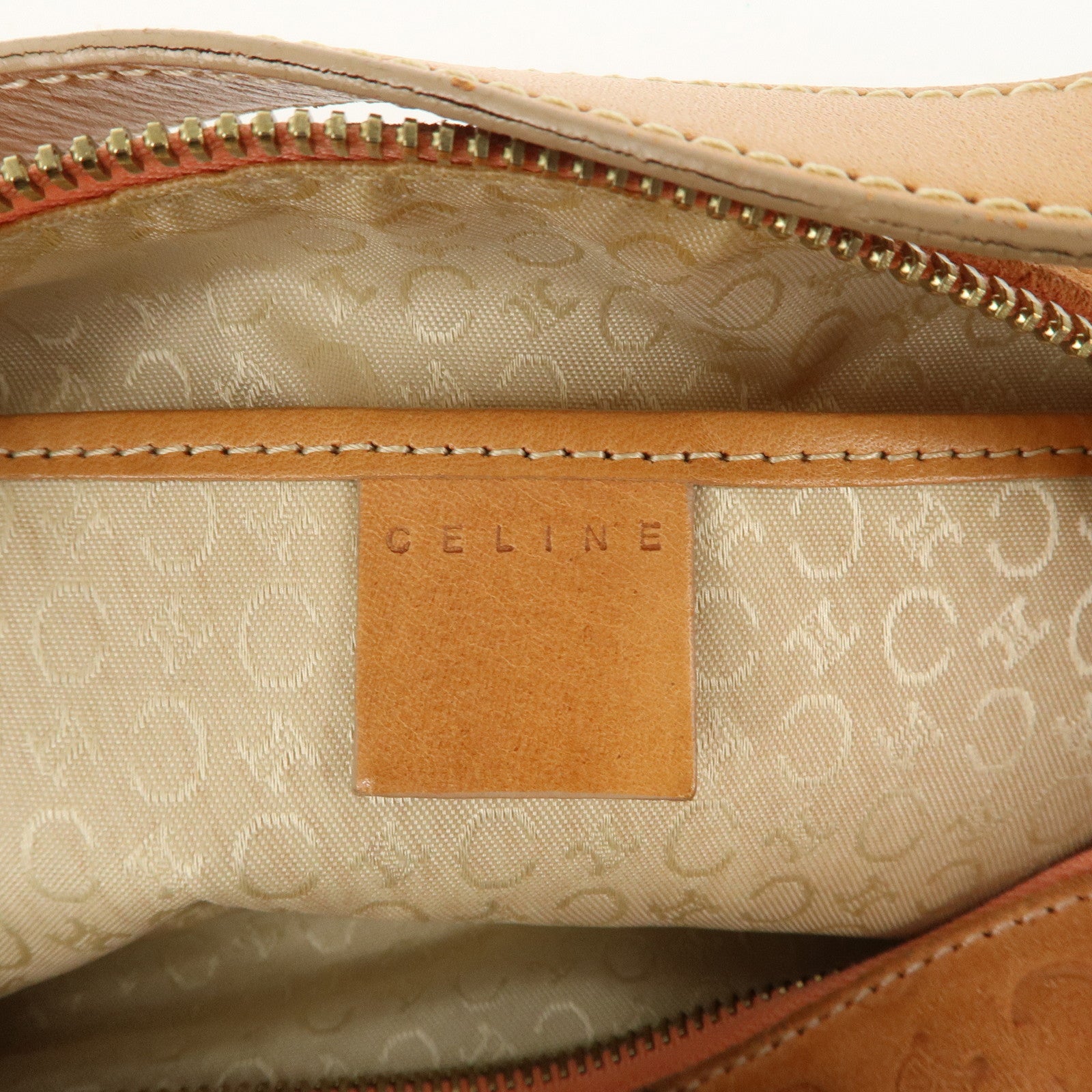 CELINE C Macadam Suede Leather Shoulder Bag Pink Beige Used