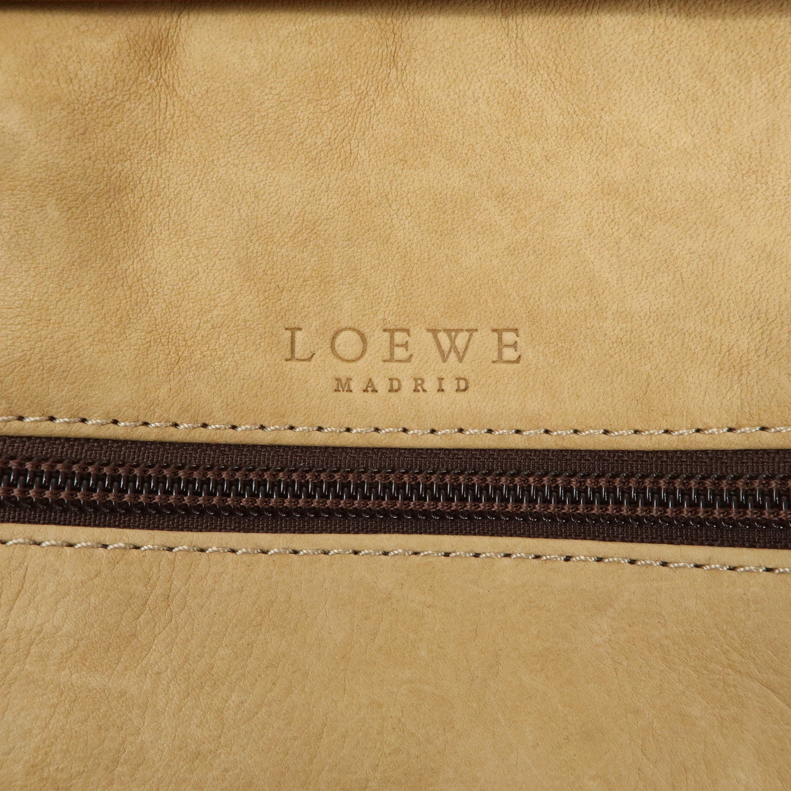 LOEWE Anagram Suede Leather Amazona 32 Hand Bag Beige Brown Used