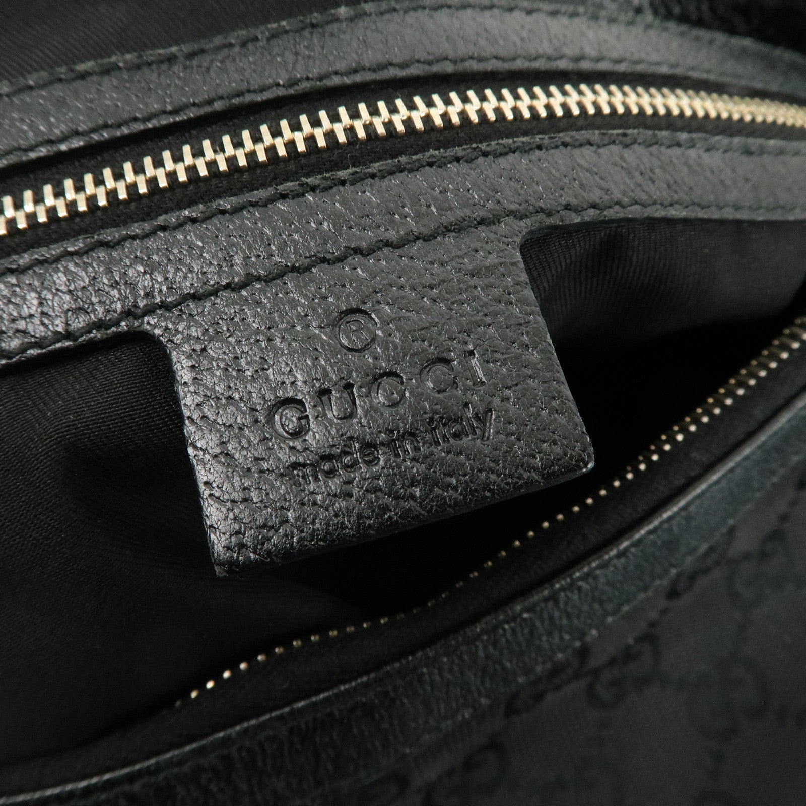 GUCCI Bamboo Sherry GG Canvas Leather Shoulder Bag Black 131036 Used